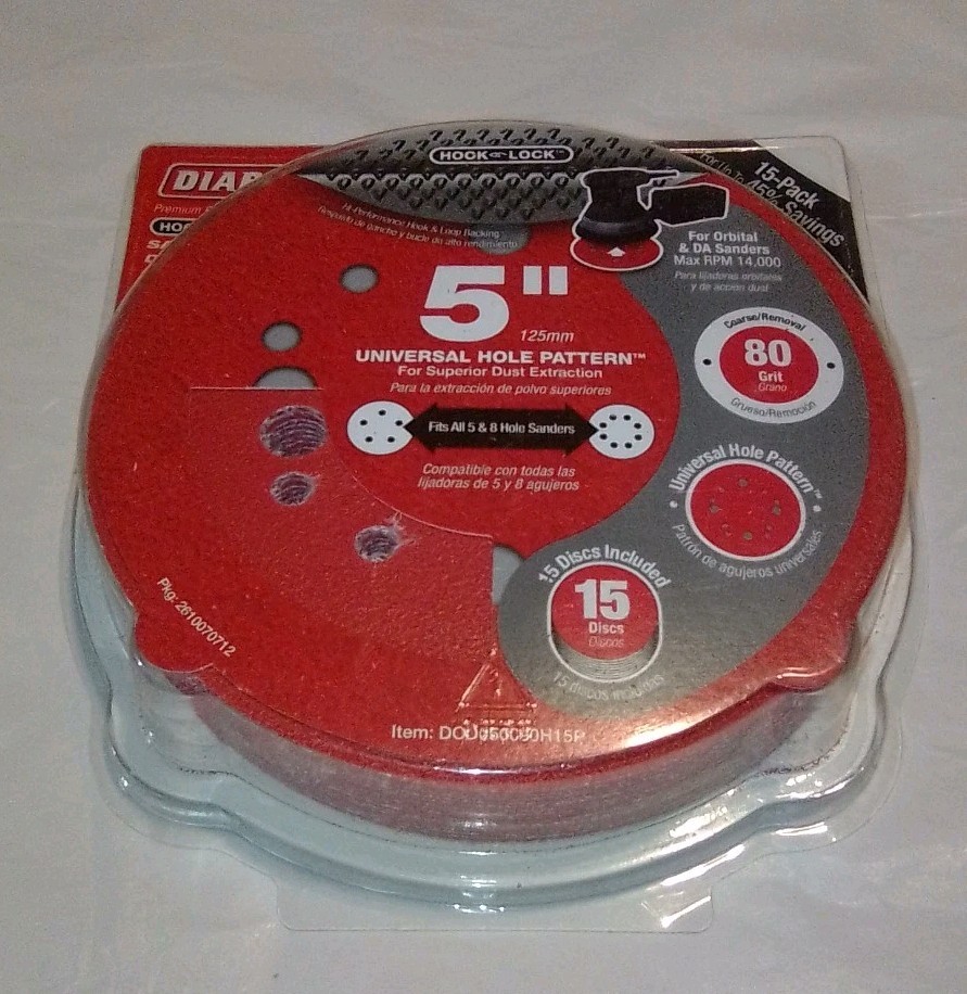 sanding discs diablo 5″/ 125mm 15-pack ceramic blend 80 grit hook and lock new