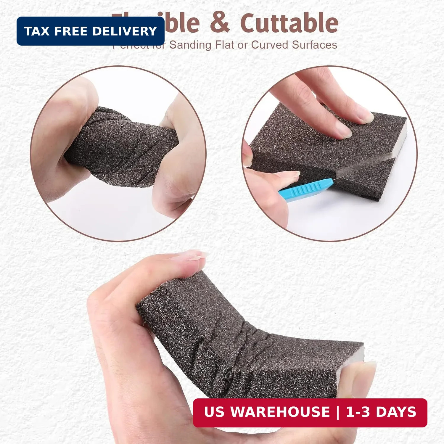 8PCS Sanding Sponge, Sanding Blocks of 60/80/120/220 Assorted Grits, Flexible &