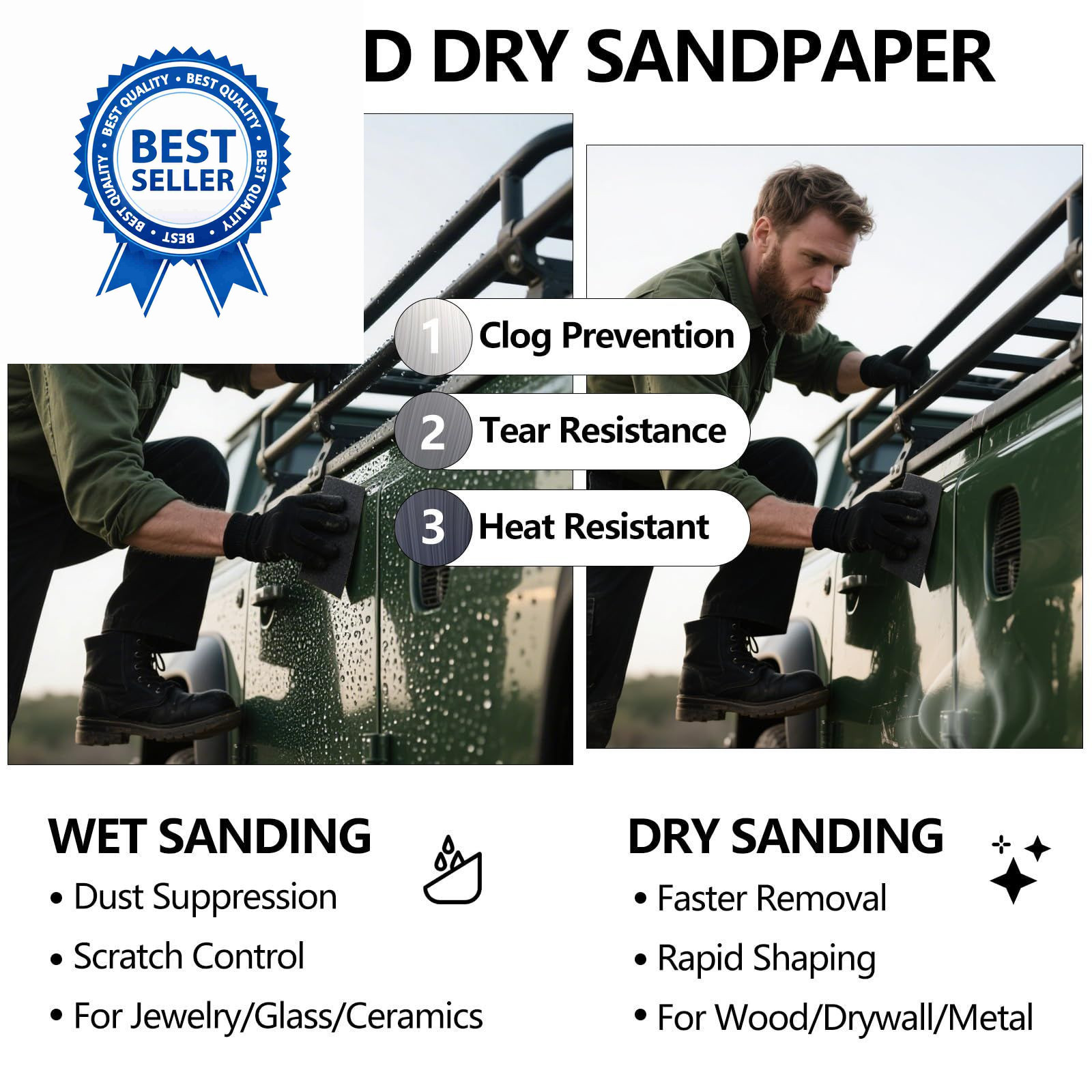 Sandpaper 120 Grit, Wet Dry Sanding Sheets 9 x 3.6 9 x 3-2/3 Inch, 120Grit