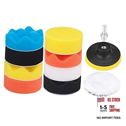 3″ Polishing Pads Kit – 11PCS Foam Buffing Pads with Drill Adapter – Foam