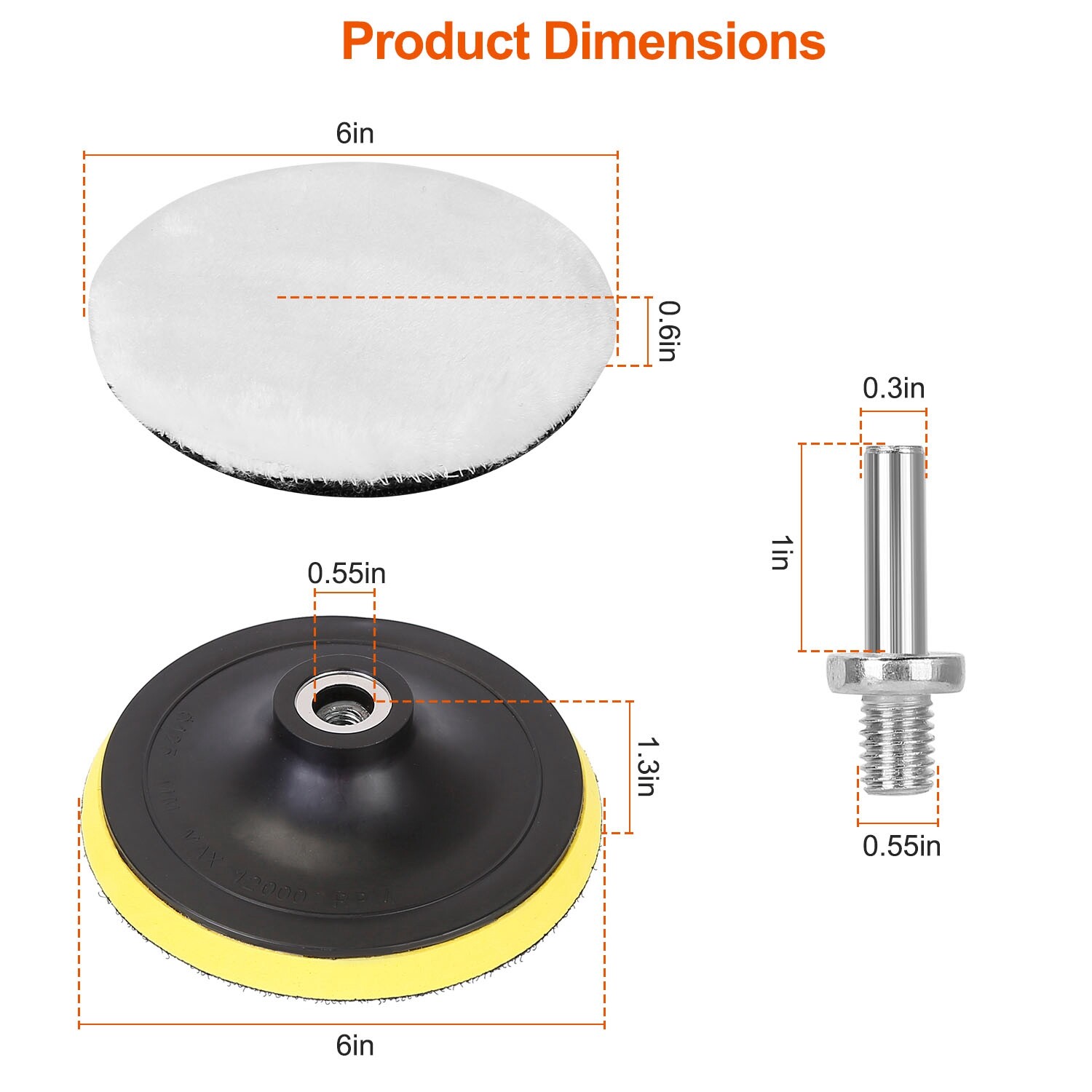5Pcs 6″ Buffing Polishing Pads Drill Sponge Kit For Car Polisher Drill Adapter