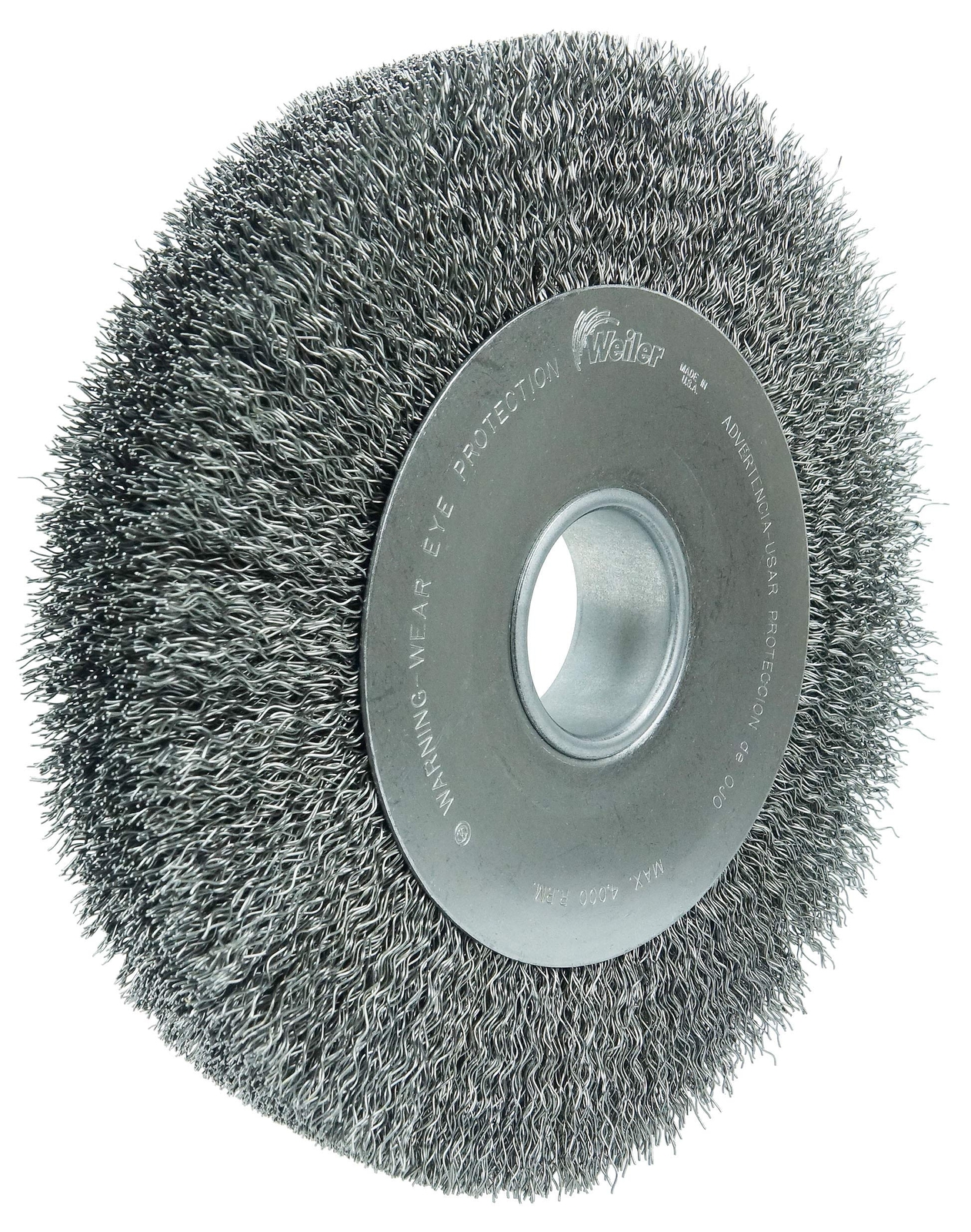 Weiler 03200 10″ Wide Face Crimped Wire Wheel .014″ Steel Fill 2″ Arbor Hole