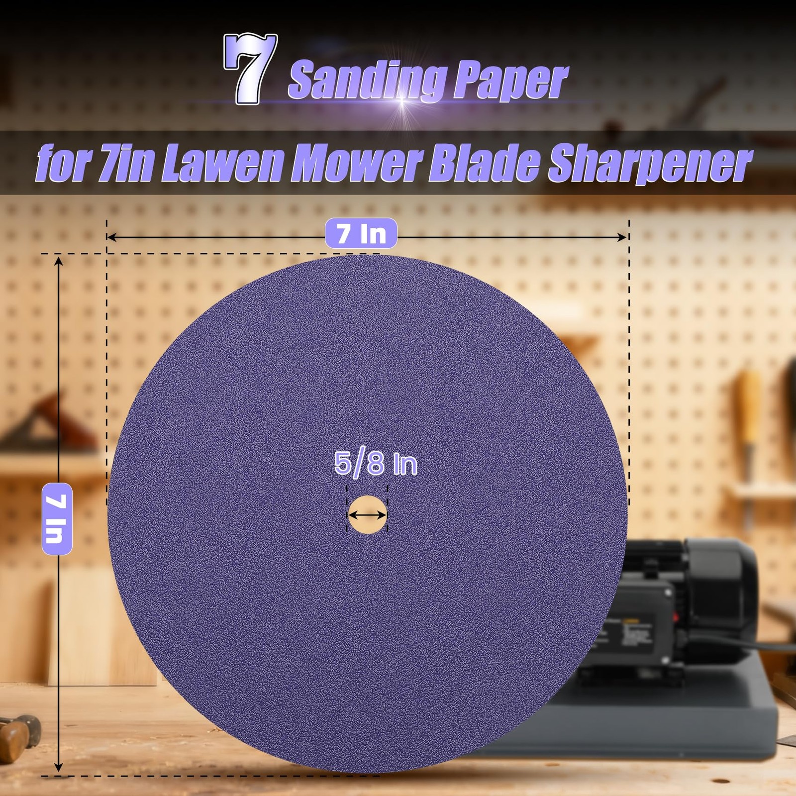 30 Pack 7″ Sanding Disc for 2/3HP 500W Lawn Mower Blade Sharpener