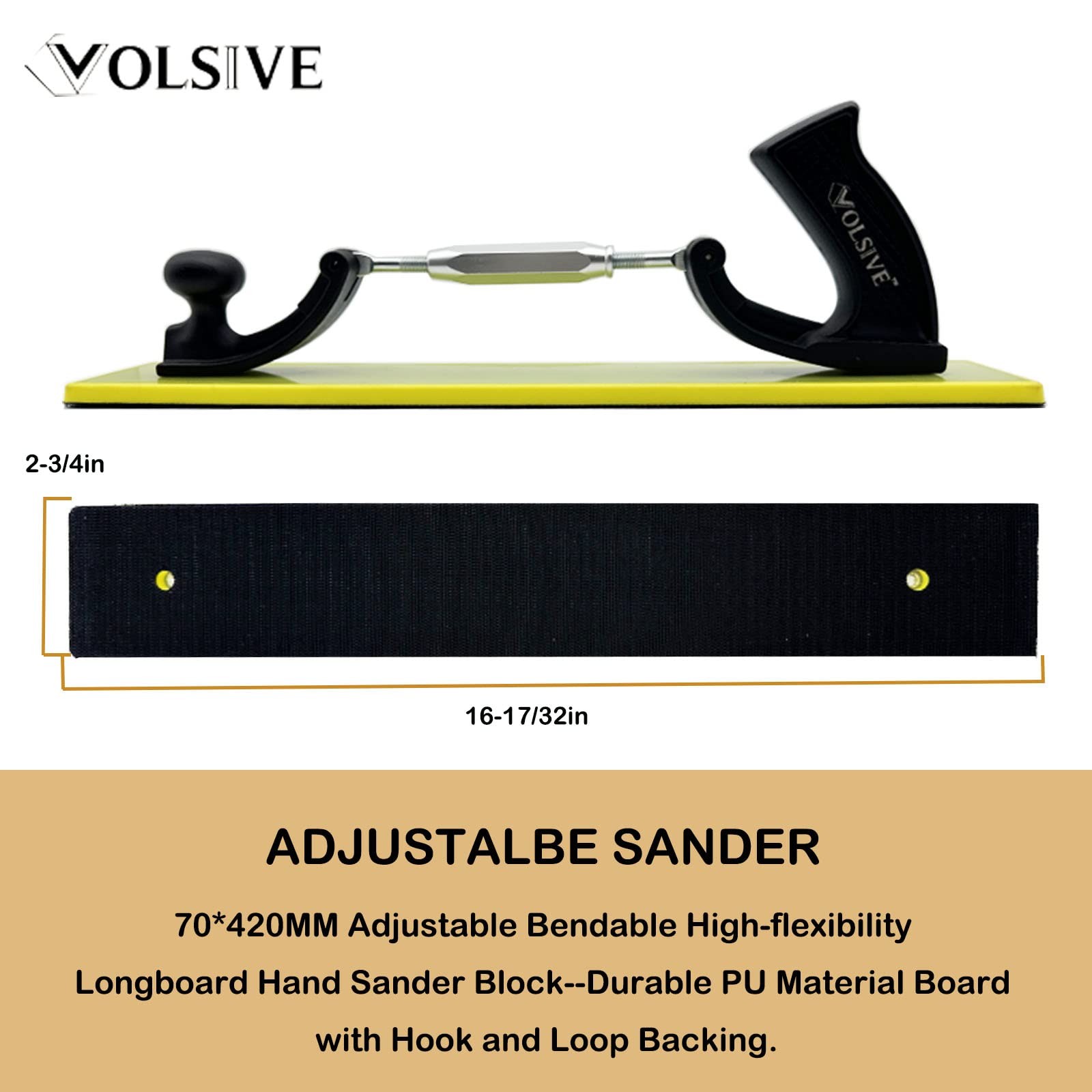 VOLSIVE Adjustable Sander Longboard Flexible Hand Sanding Blocks with Hook & …