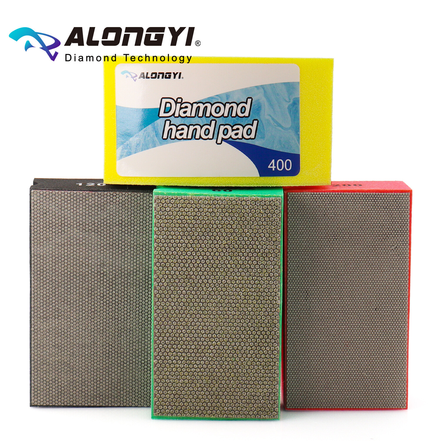 4pcs/Set 100X55mm ElectroplatedDiamond Hand Polishing Pads Arc Shape Backed
