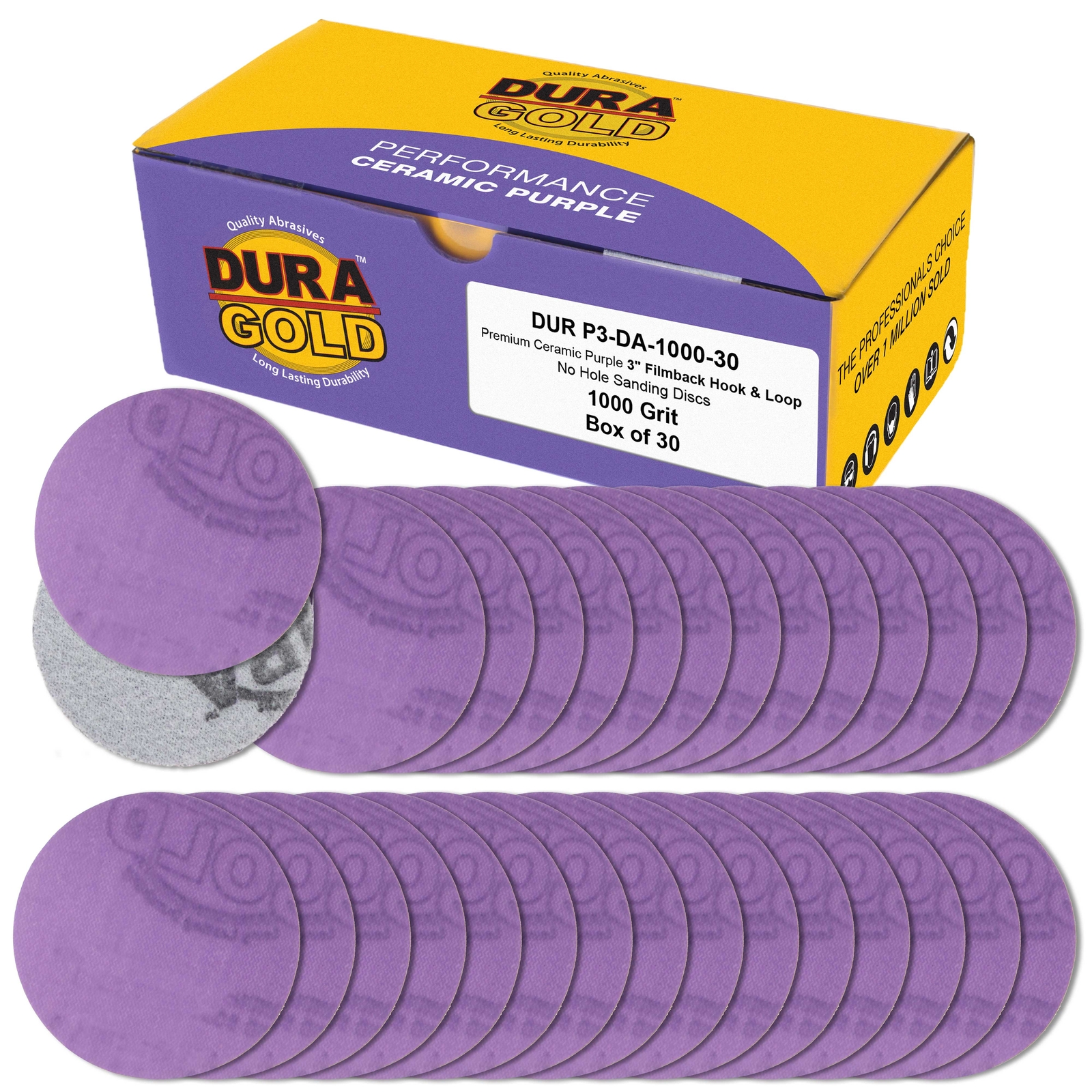 1000 Grit 3″ Purple Ceramic Sanding Discs, Box of 30 – Hook & Loop Sandpaper