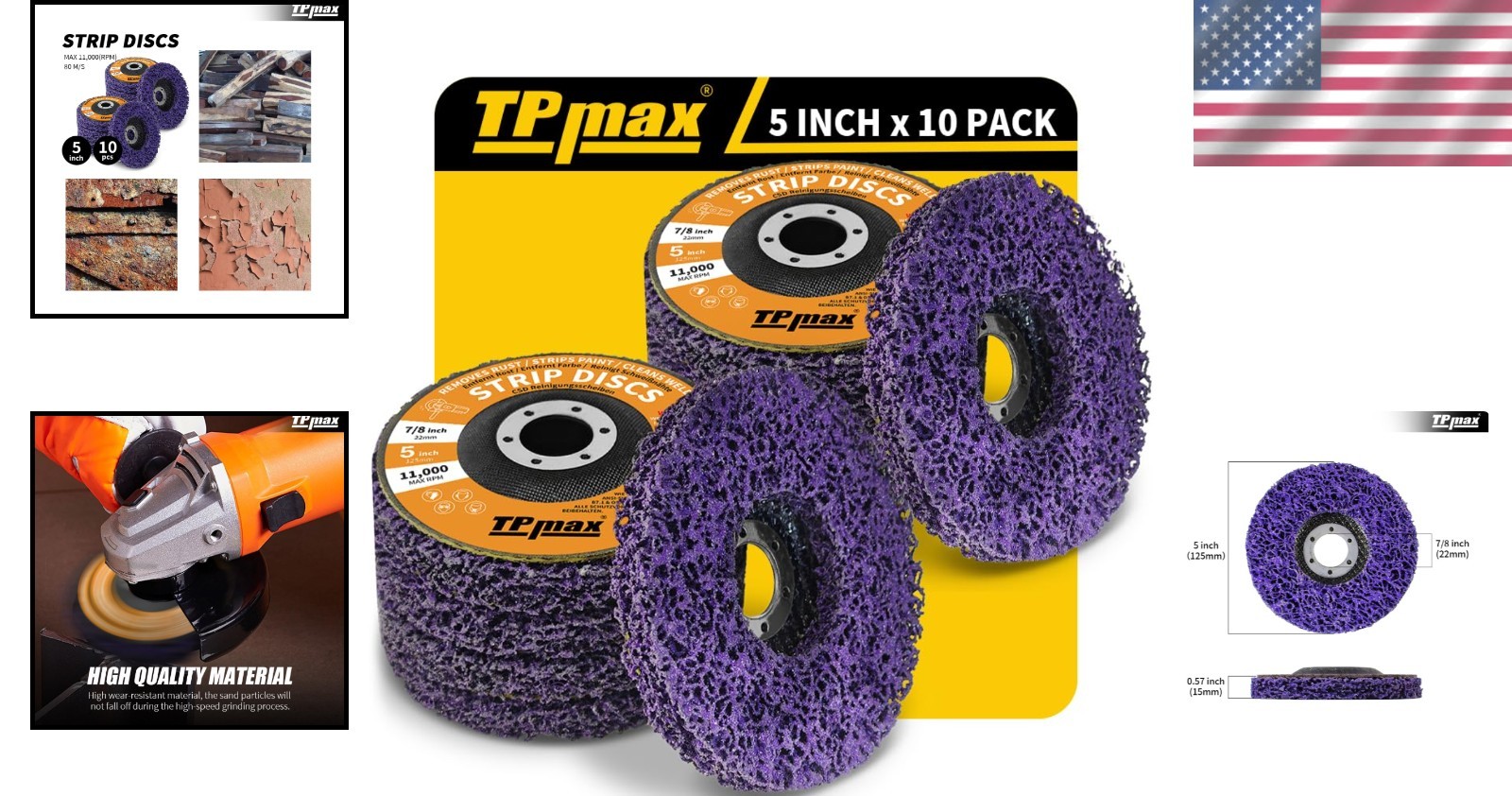 5″ Poly Strip Wheel Discs – Rust & Paint Removal (10 Pack)