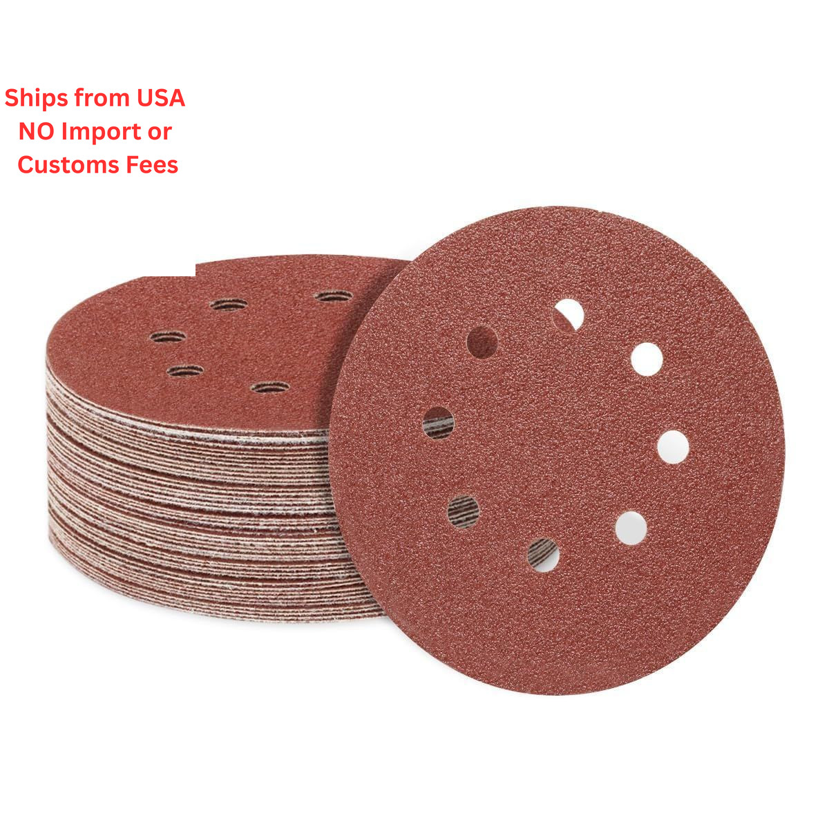 SUPBICCO 50 PCS 5 Inch 8 Hole Sanding Discs, 60 80 120 240 320 5 inches, Gold