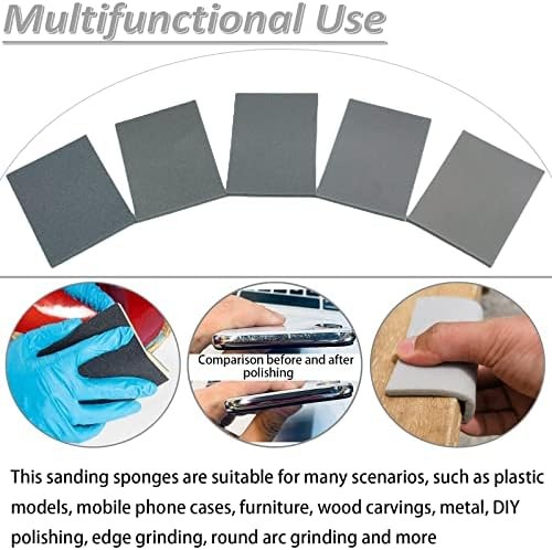 10 PCS 600 Grit 4.5 x 5.5 Inch Sanding Sponge Set, Wet or Dry Hand Sanding Spong