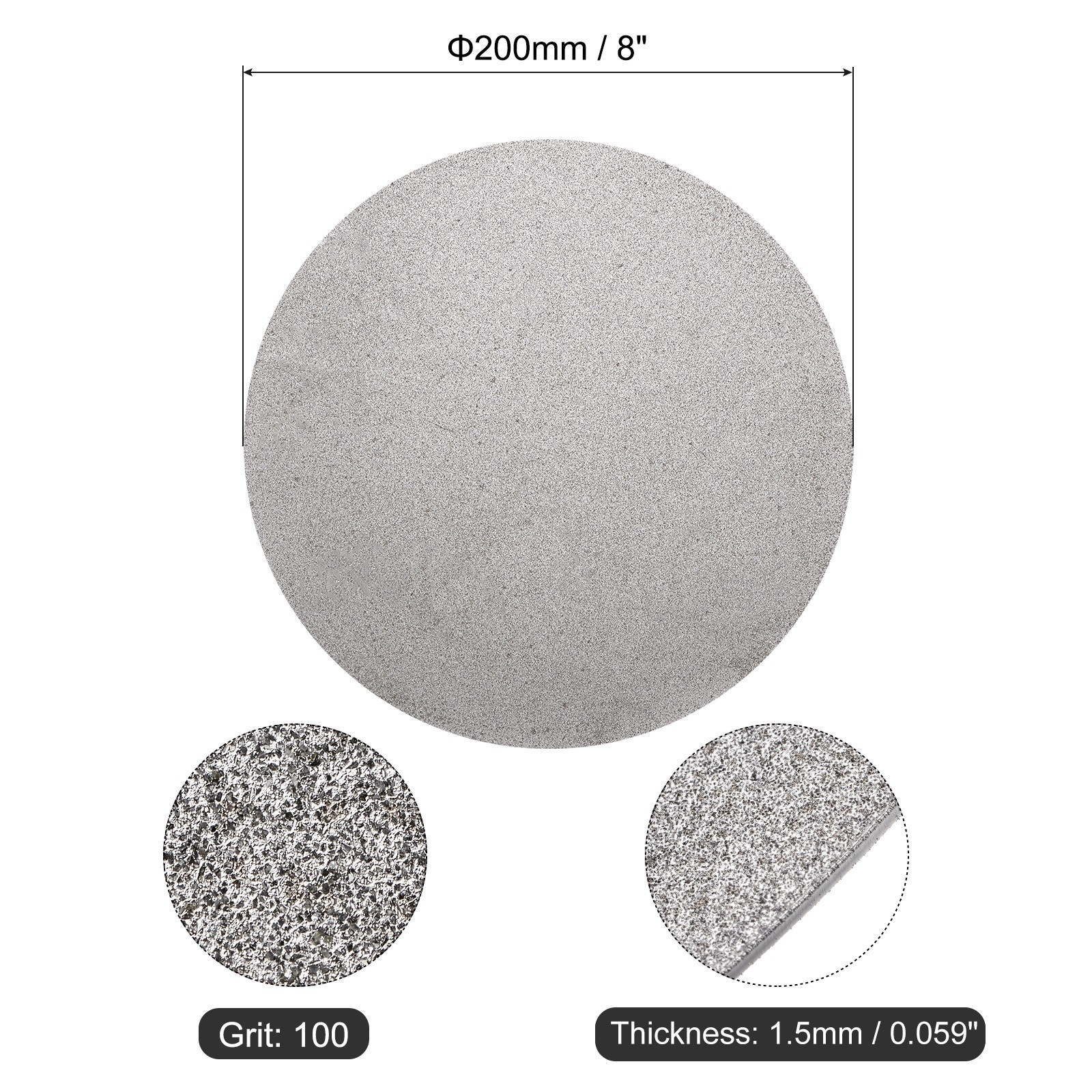 Diamond Sanding Grinding Disc 8″ Grit 100 No Center Hole Flat Lap Wheel Disk