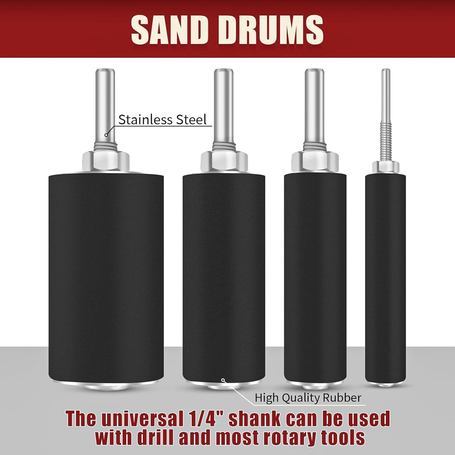 28 PACK 2″ Sanding Drums and Sleeves Set With 1/4 Shank For Drill Assorted Grits