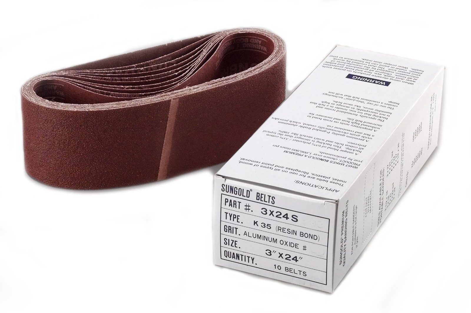 10 PCS 3×24 inch 80 Grit Sanding Belts Aluminum Oxide Box of 10 64666