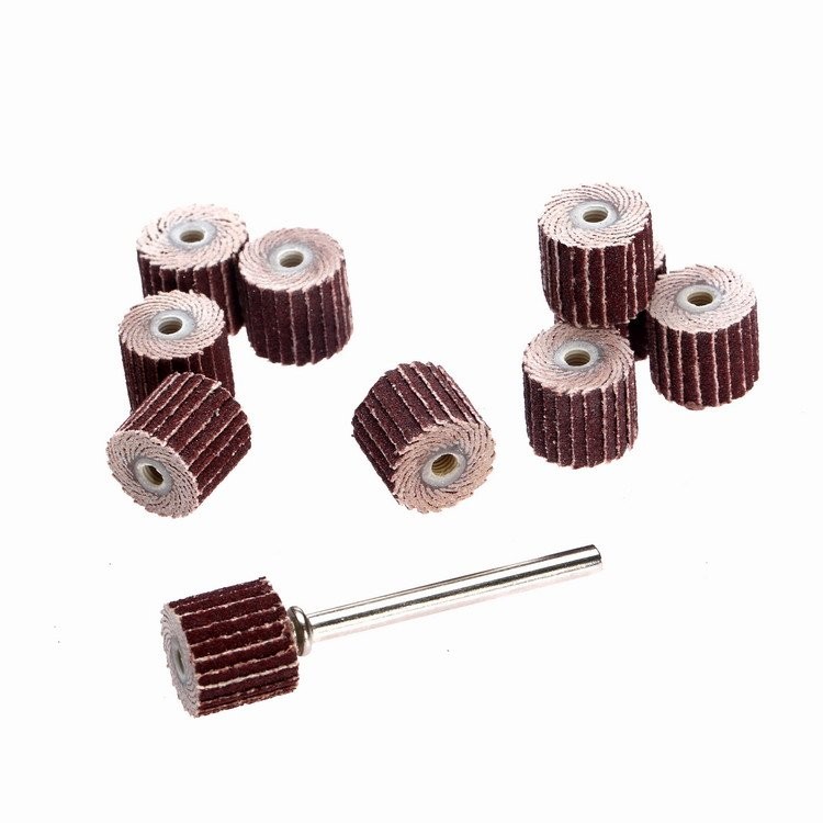 10Pcs Flap Wheel Head Sander Rod 240 Grit Polishing Grinding Power Rotary Tool