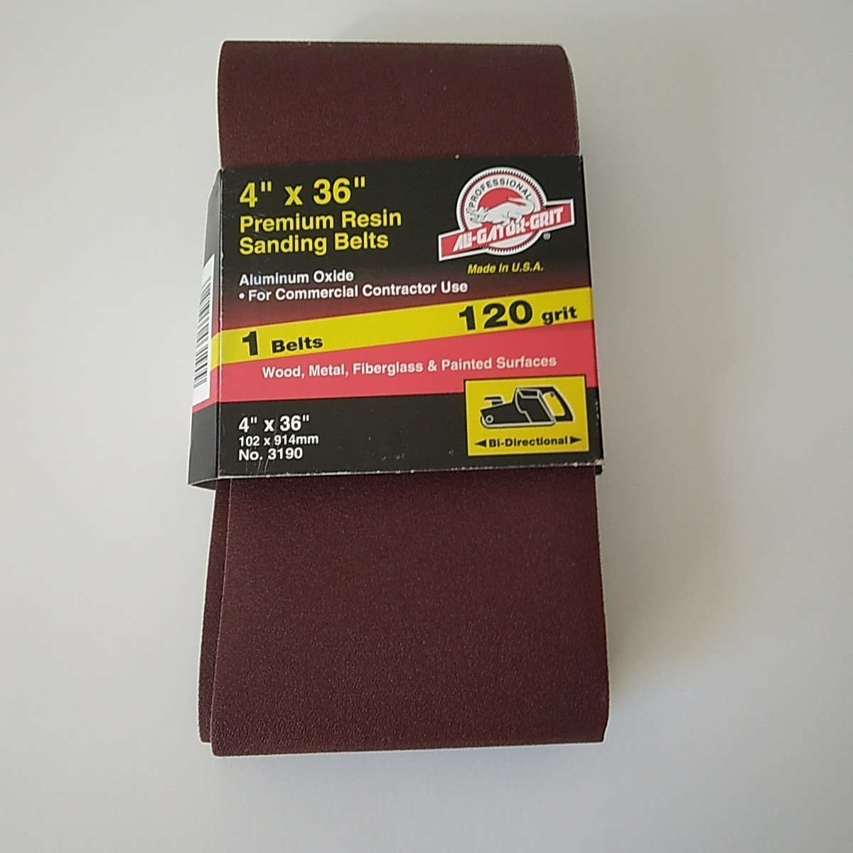 Ali-Gator-Grit 4″×36″ 120 Grit Premium Sanding Belt-No.3190-USA Made-NOS NIP