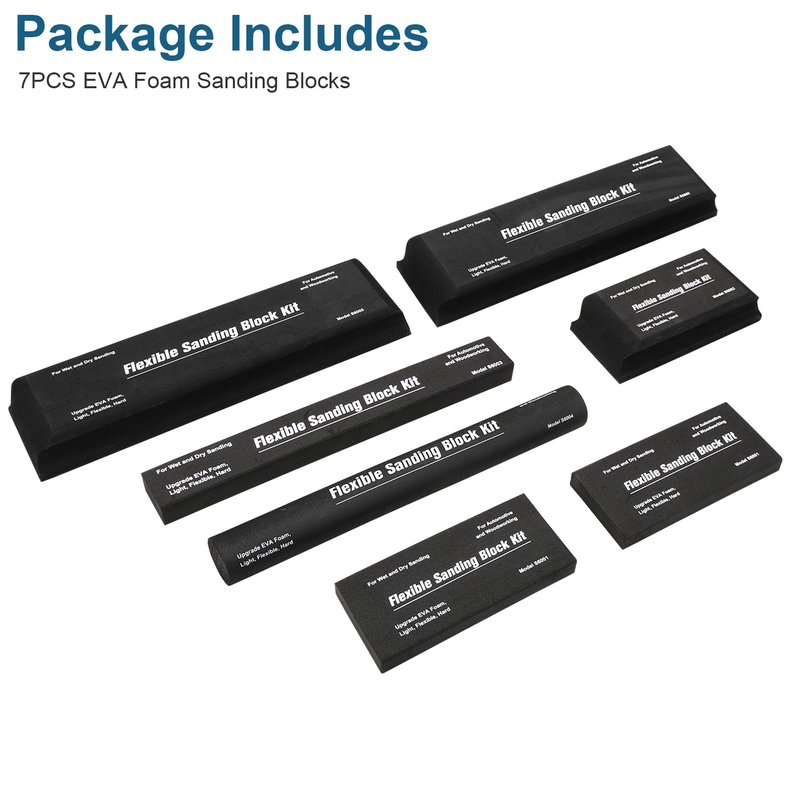 7Pcs Flexible EVA Foam Sanding Block Kit Wet Dry for Automotive Body Wood Repair