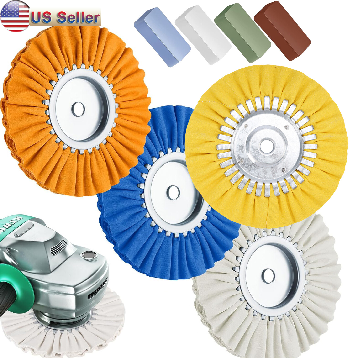 8 Pcs 8″ Airway Buffing Wheel Aluminum Wheel Polishing Kit Safety Flange