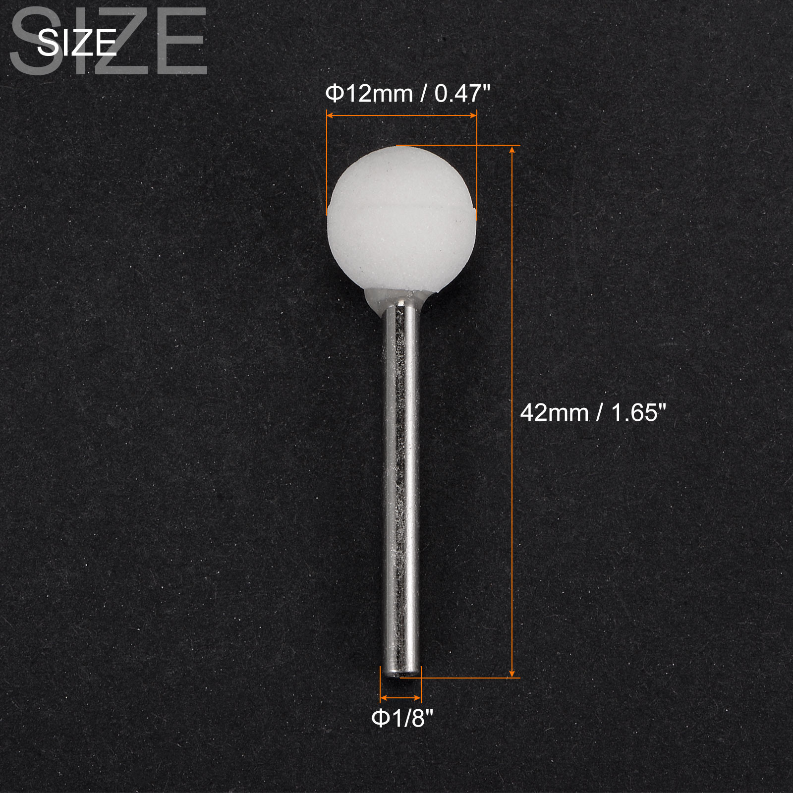 Abrasive Ball Mounted Stone Grinding Bits 1/8″ Shank 0.47″ Diameter 10pcs
