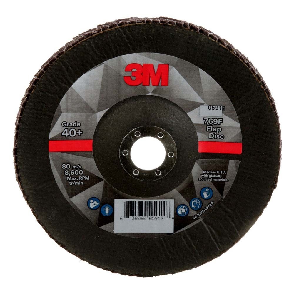 3M 7100178128 Flap Disc 769F 40+ T29 7in x 7/8in (5 Pack)