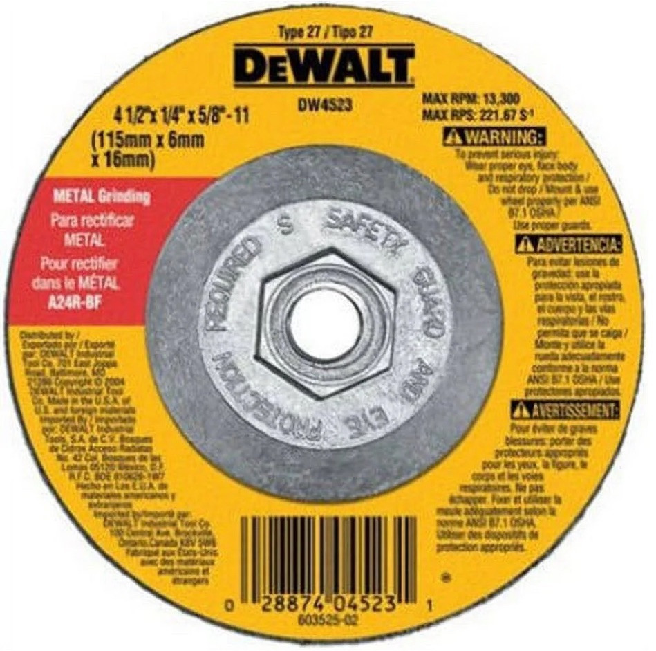 Dewalt-DW4523 High Performance Metal Grinding Wheel 4-1/2-in x 1/4-in