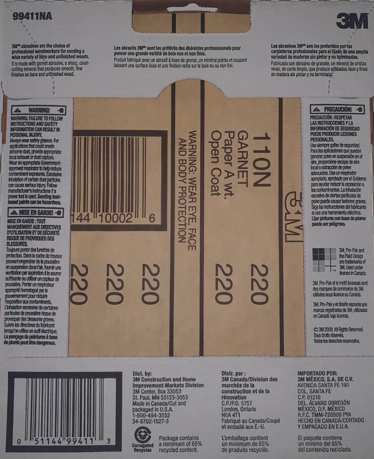 3M 99411NA 220 Garnet Sandpaper for Wood 9″ X 11″ Qty 25