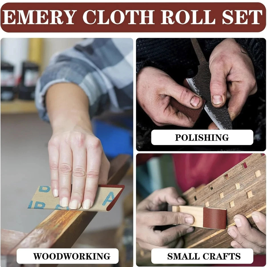 1pc 5M Emery Cloth Sandpaper Roll 1Inch Wood Metal Polishing Tape – NEW