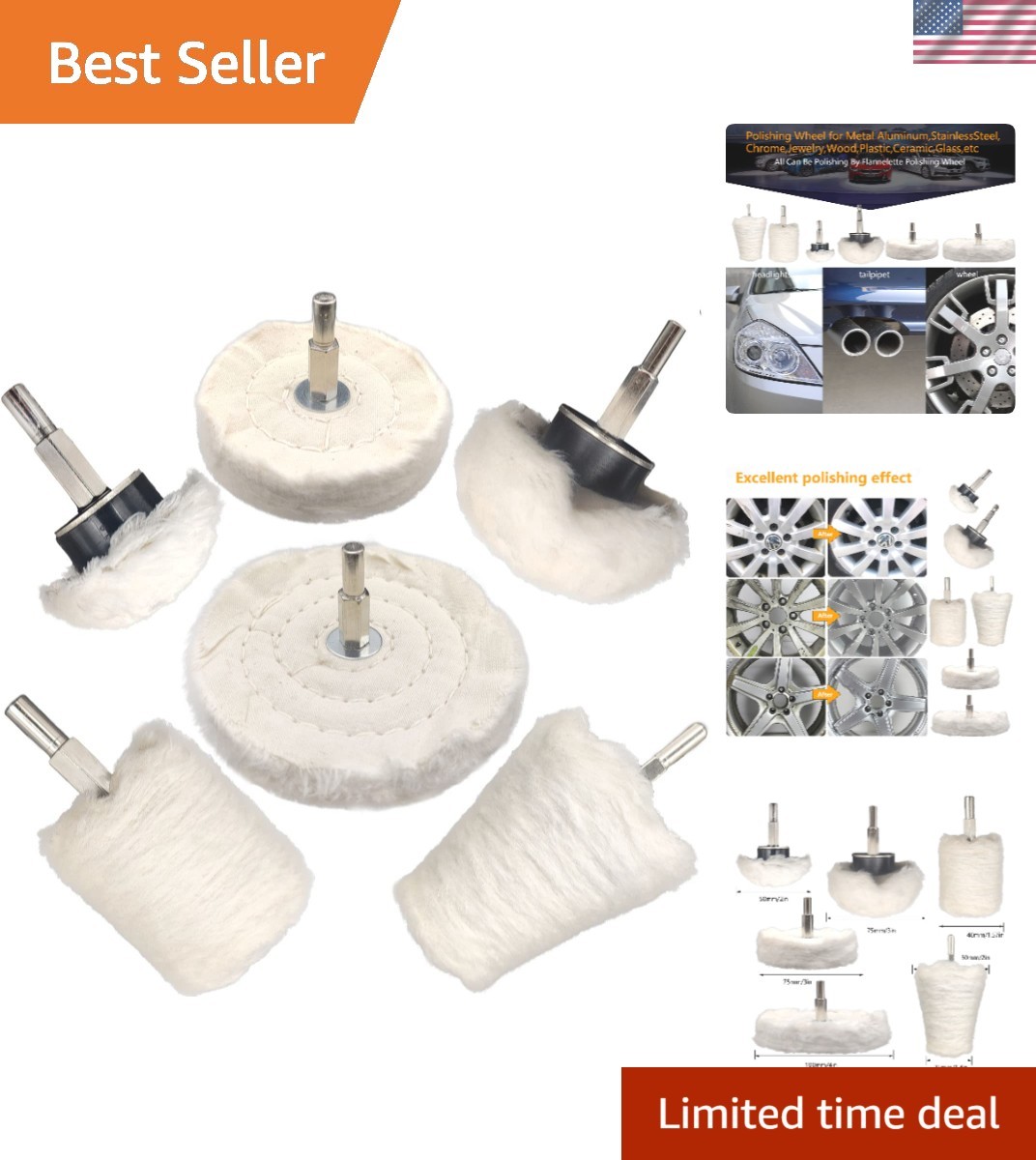 Versatile 6 Pcs Buffing Wheel Kit – Super Fine Grit for Electric Drill Polishing