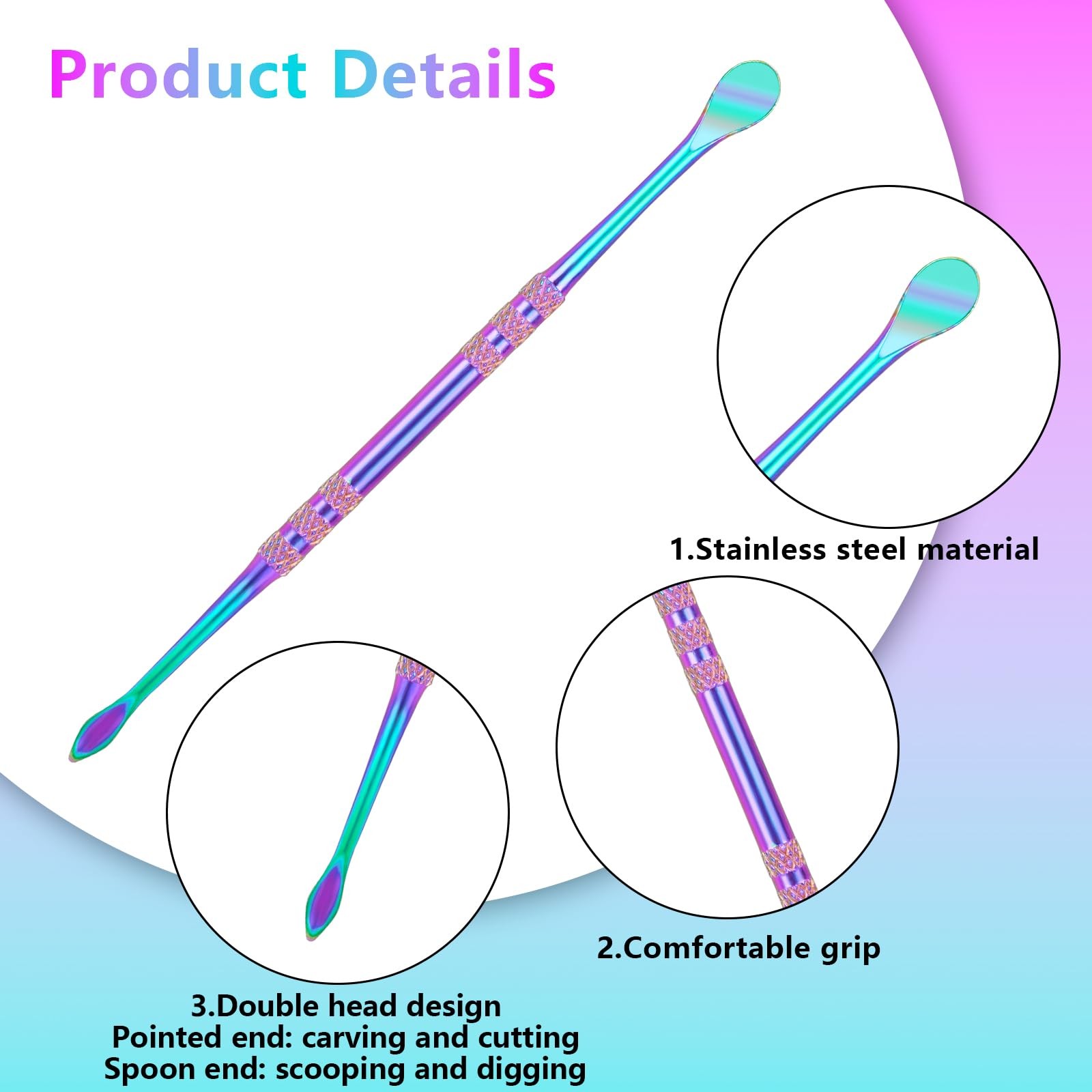 3Pcs Wax Carving Tools Stainless Steel, Double-Ended Sculpting Spoon Tools, 4.8′
