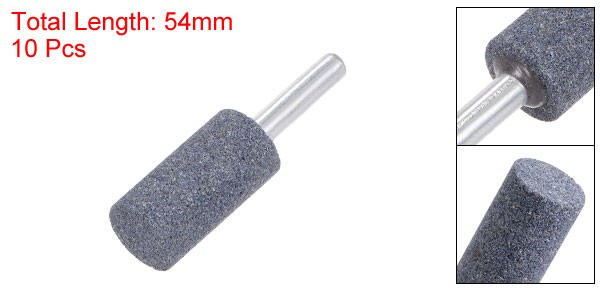 10pcs Abrasive Mounted Stone 1/4″ Shank 0.63″ Cylindrical Corundum Grinding Head