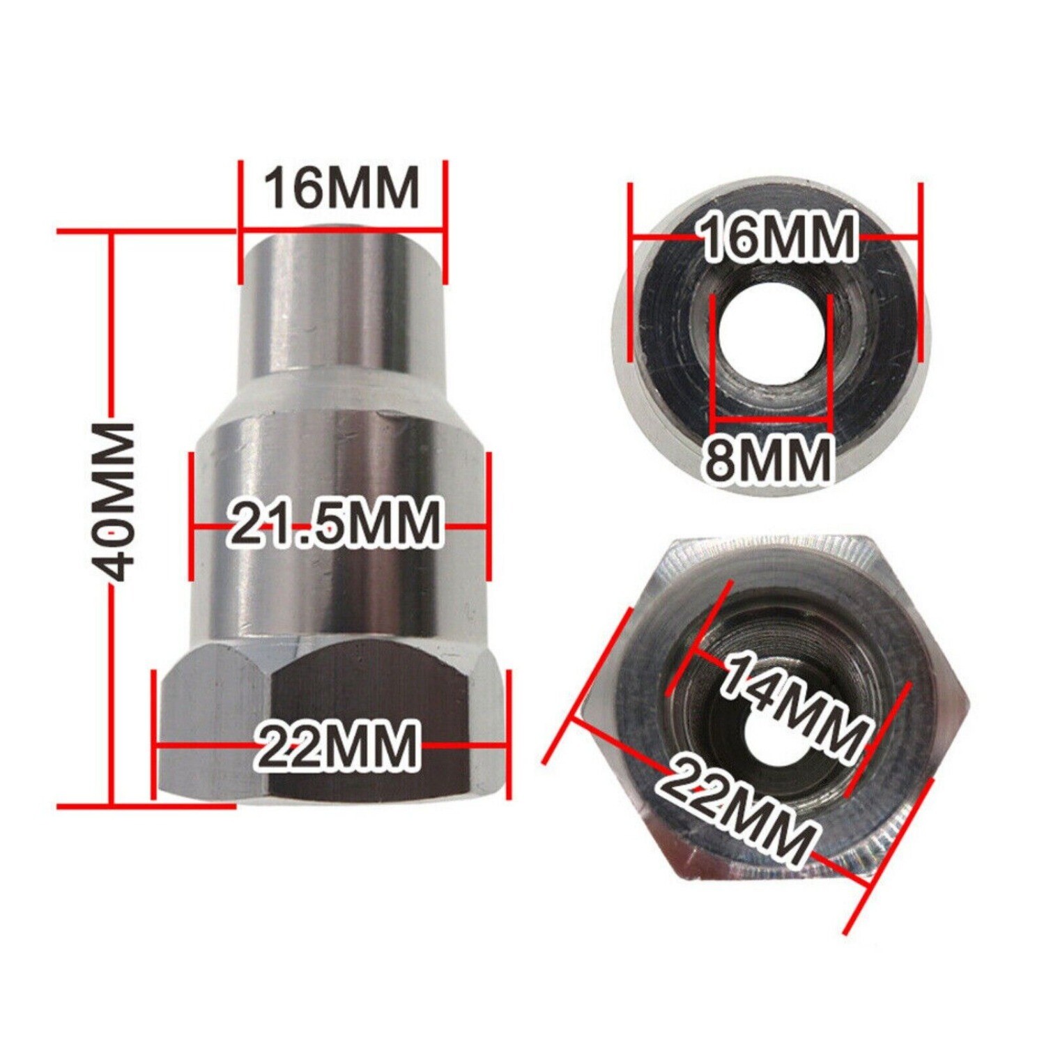 M14 Thread Adapter Connector Converter to M8 5/16-24T for Angle Grinder Polisher