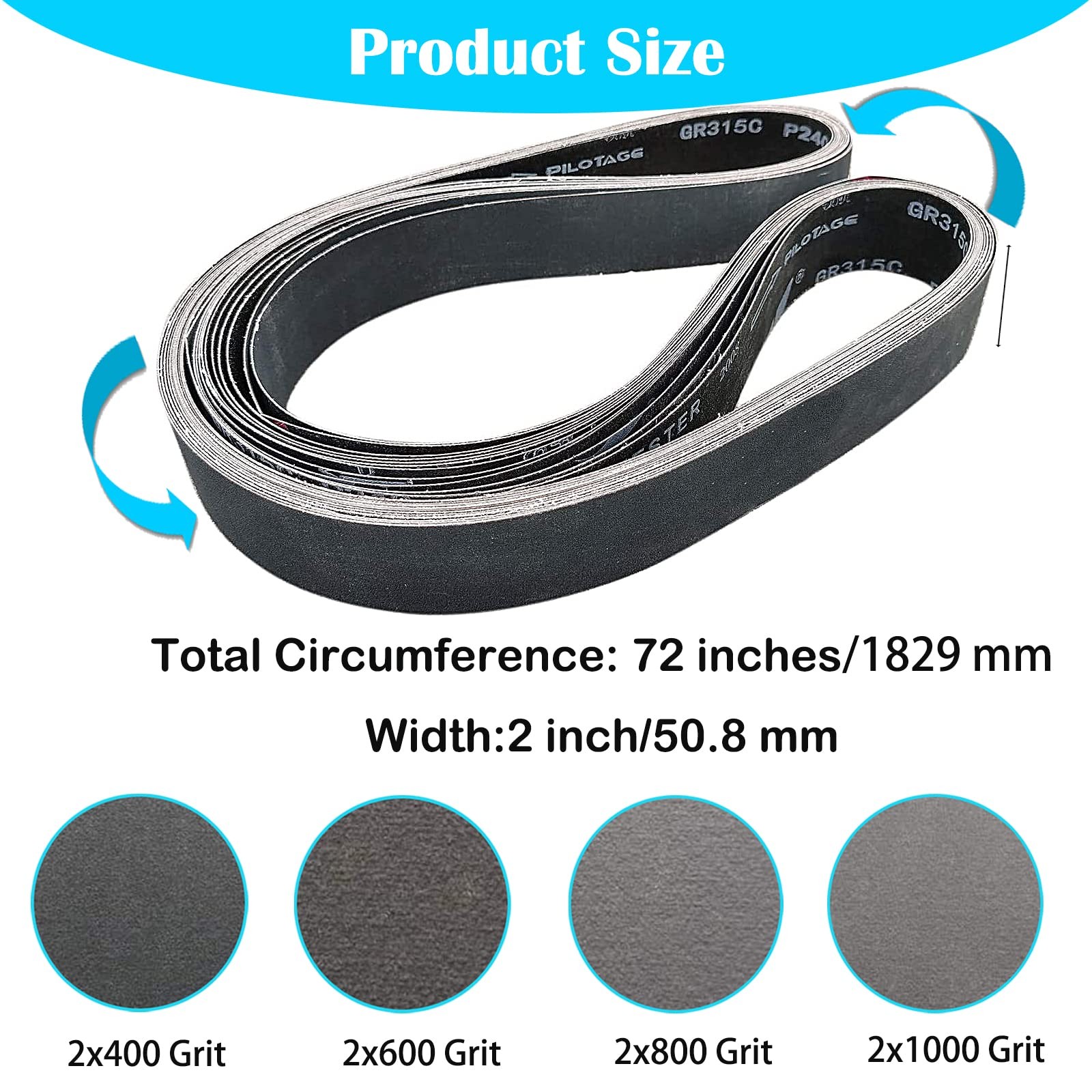 8 Pack 2 x 72 Inch Silicon Carbide Sanding Belts Set- 400 600 800 1000 Grits …