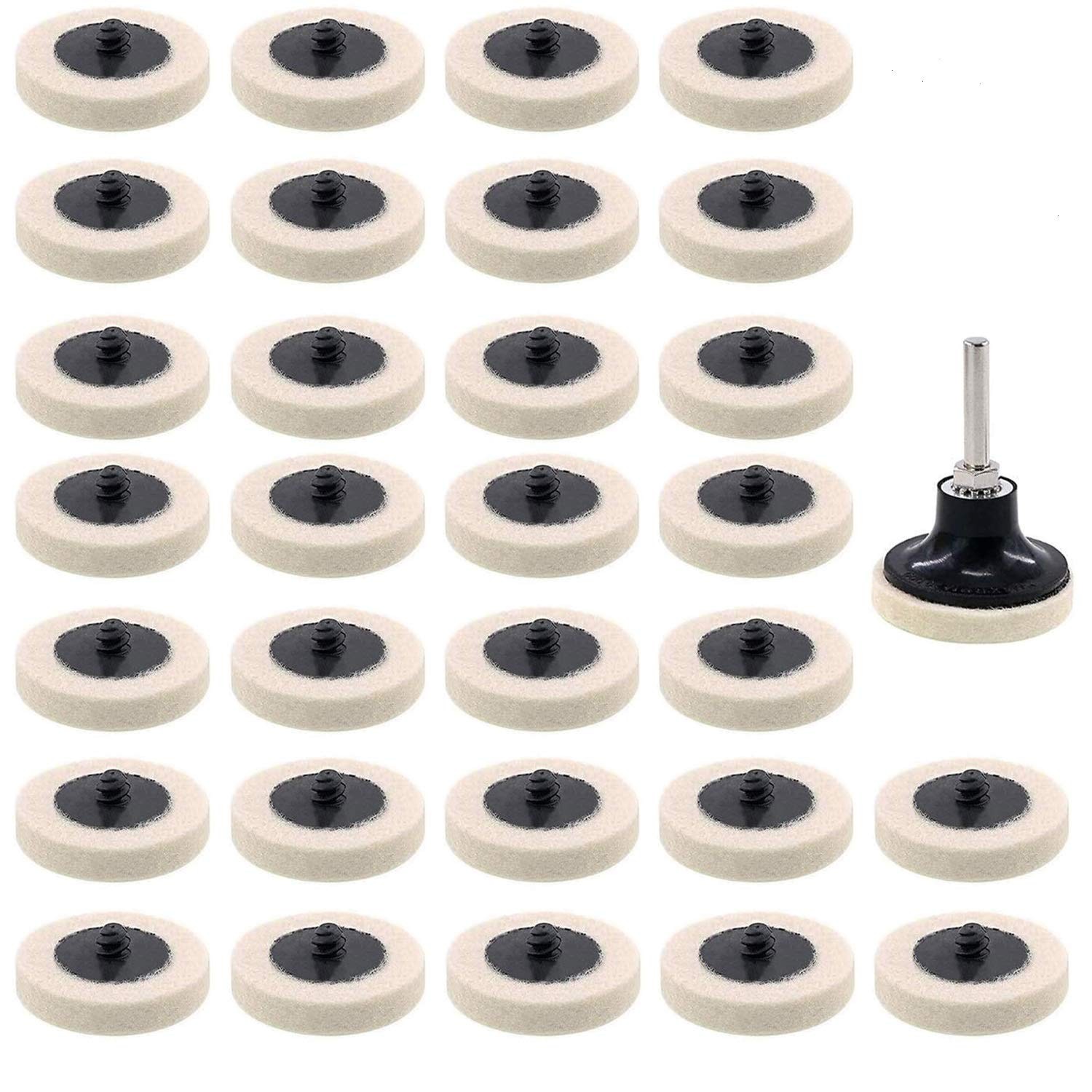 30 Pcs of 2″ Commpressed Wool Fabric Quick Change Disc Polishing Buffing Pads…