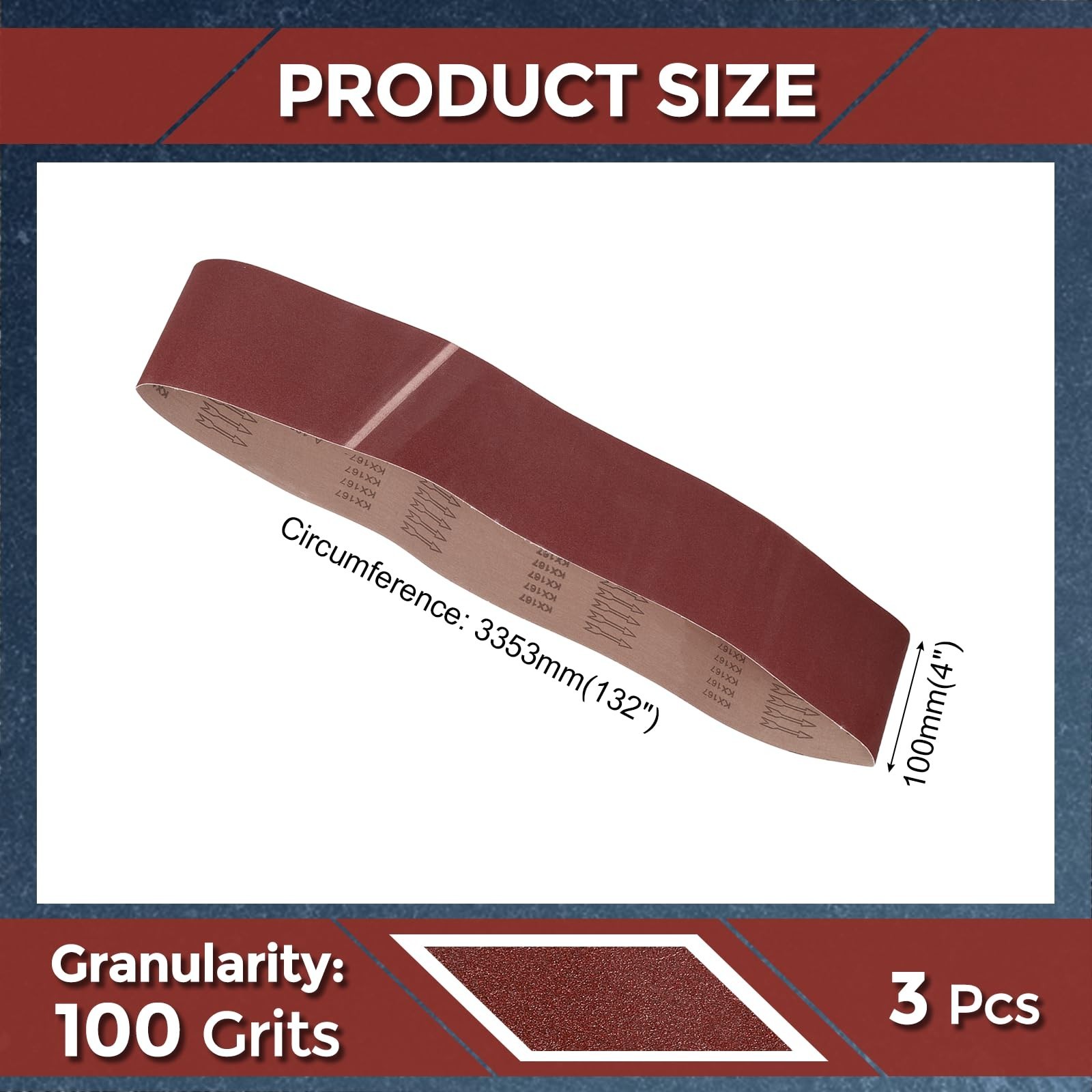 3 Pack Sanding Belts 4 x 132 Inch 100 Grit Aluminum Oxide Abrasive Belt Sande…