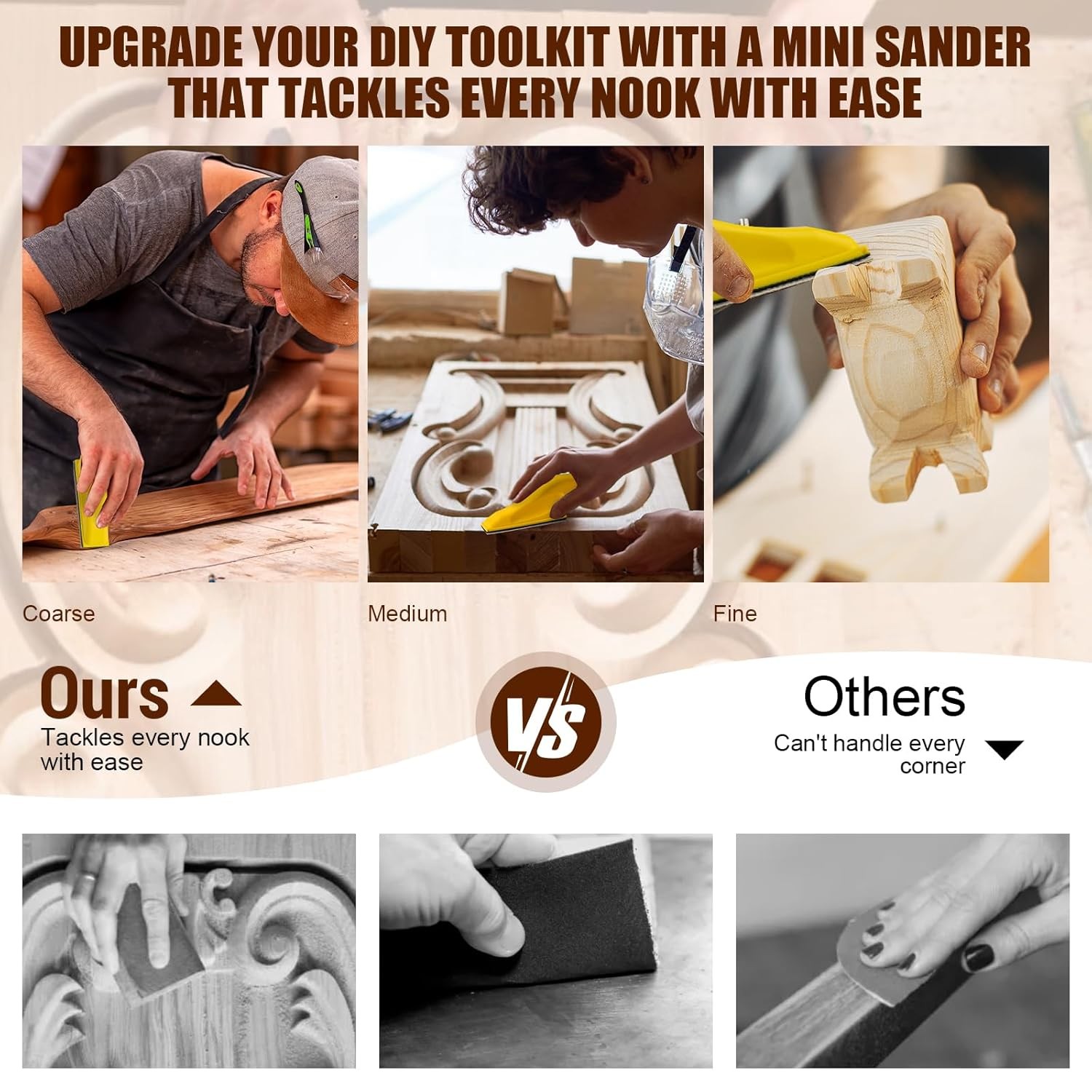 Micro Detail Sander Kit, 3-in-1 Mini Hand Sanding Block