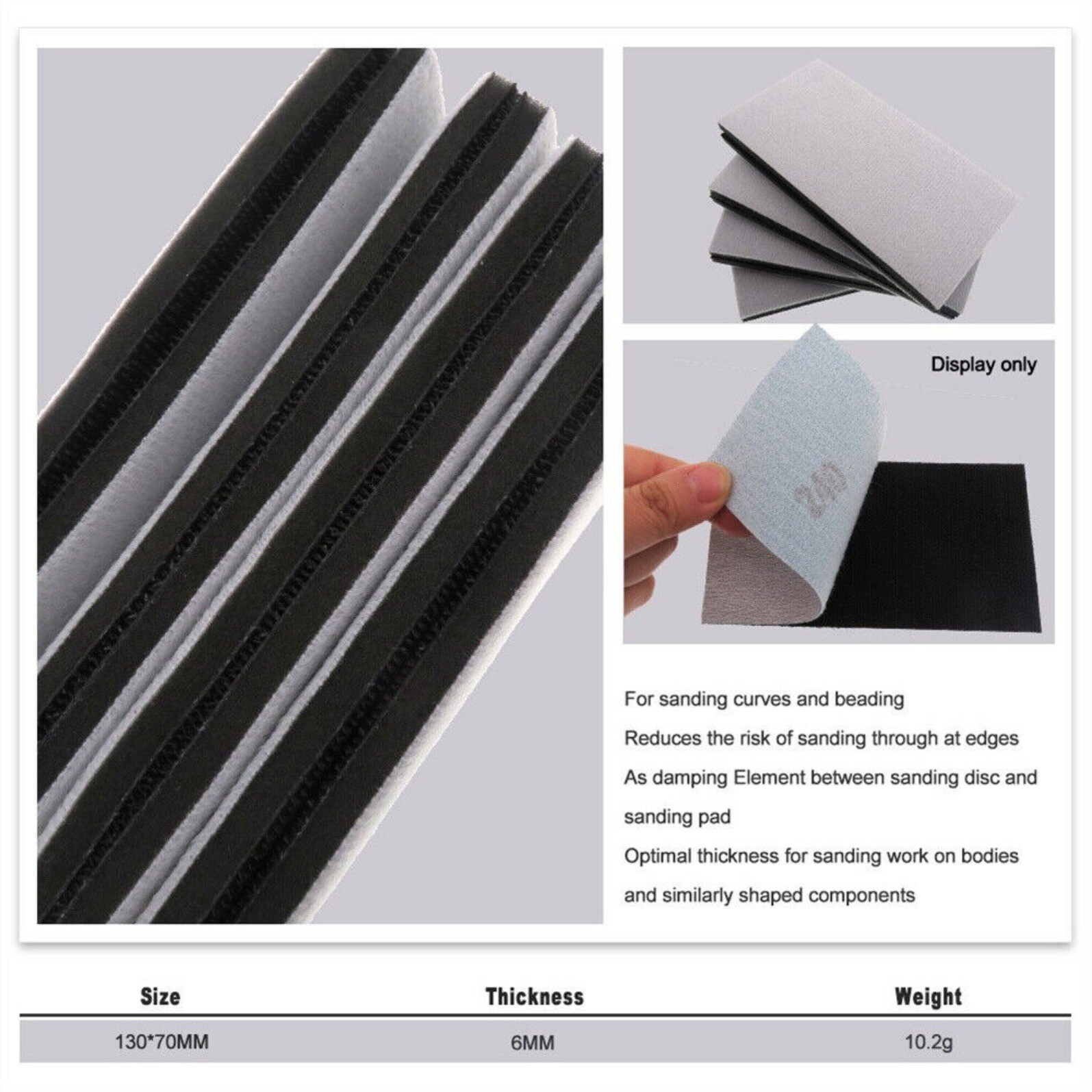 70mmx130mm Soft Foam Interface Pad Hook & Loop Backing Pads 6mm Thick Polishing