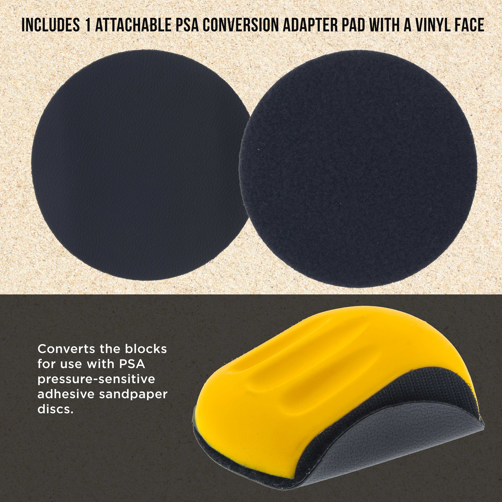 2ea 6″ Mouse-Shaped Hand Sanding Block Pads for Hook & Loop and PSA 6″ DA Discs