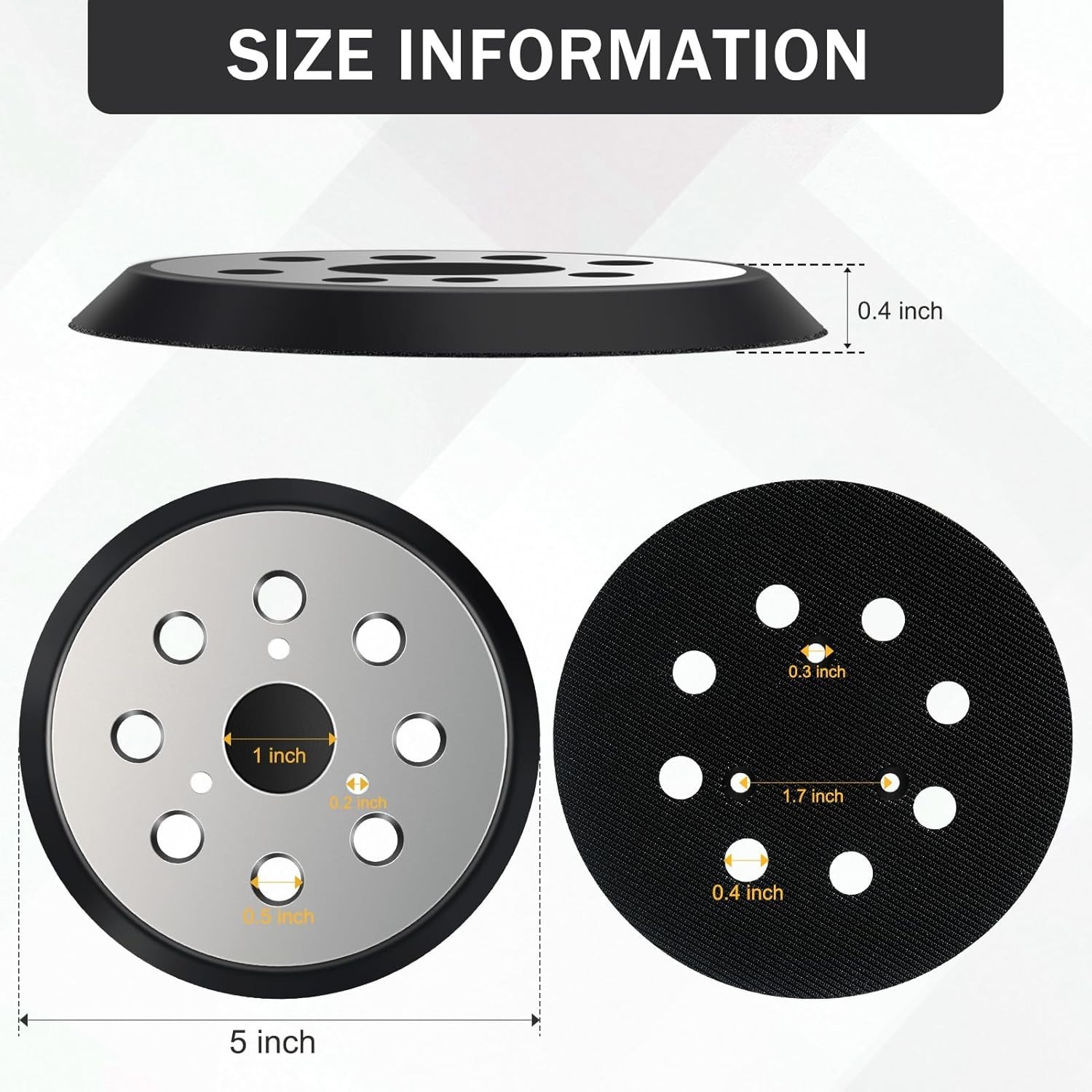 6pcs 5 inch 8 Hole Replacement Sander Pad, 5 Inch Sander Hook and Loop Replac…