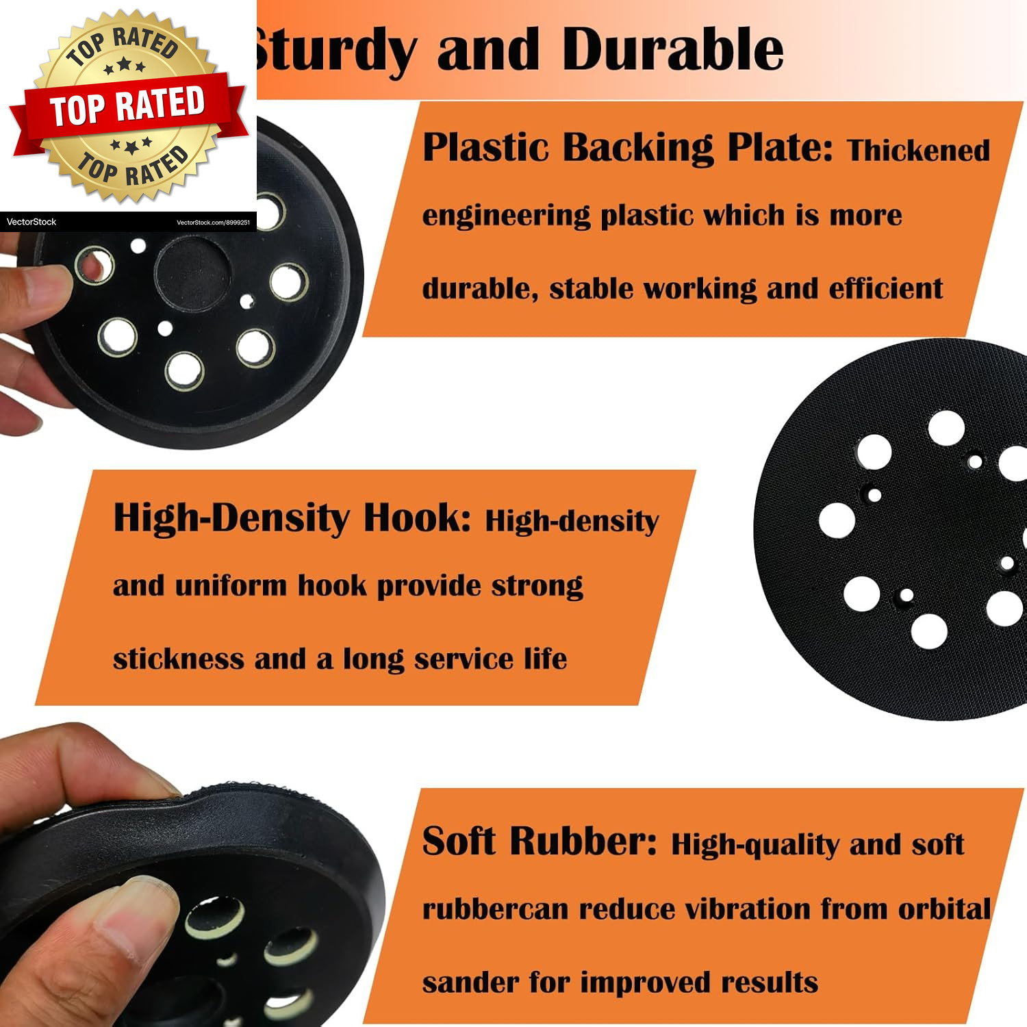 2 Pack 5 Inch 8 Hole Hook and Loop Sander Pad for Ridgid R2600 R2601 5″ Random O