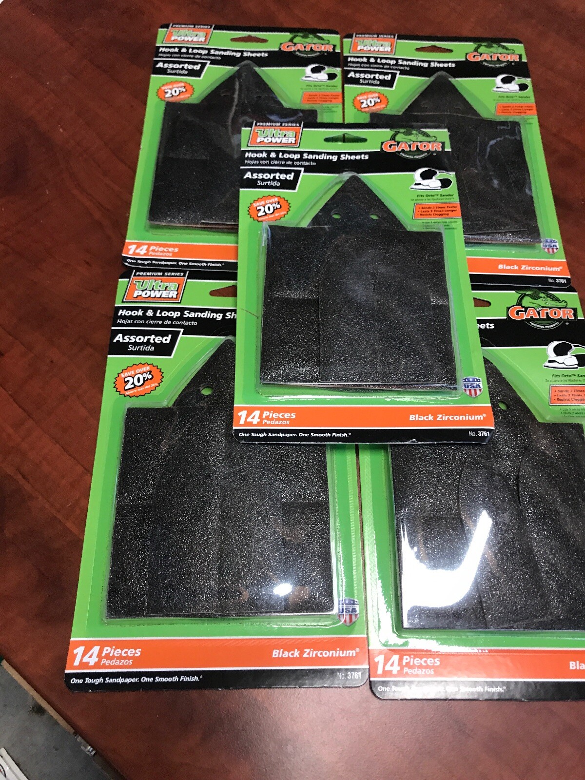 New LOT Of 5 Gator Hook And Loop Sandpaper Multi Grade Grit Sanding Sheet 3761