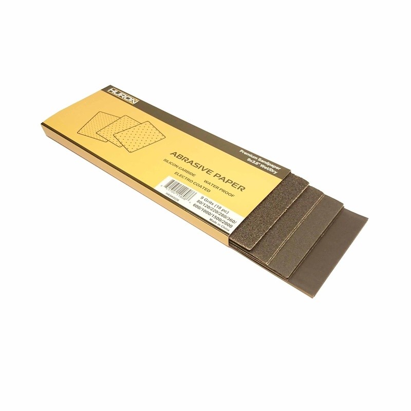Professional Sandpaper Assortment Pack Wet Dry 9×3.6in 80 to 2000 Grit 18pcs New