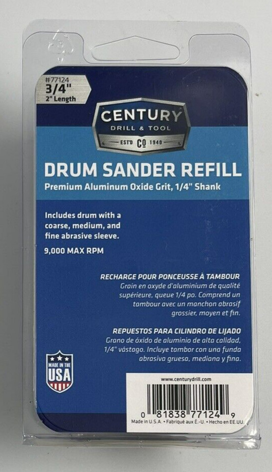 Century Tool 77124 Drum Sander Refill Including 3/4″ Drum and 3 Sleeves