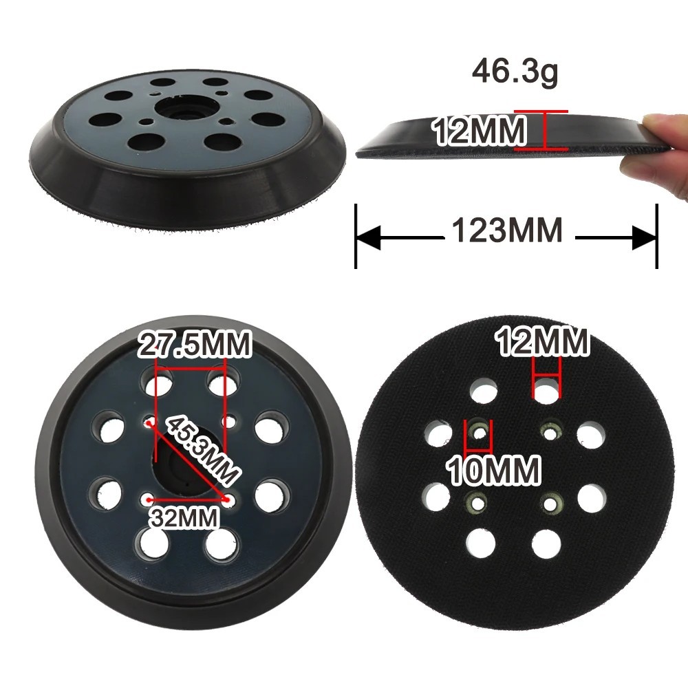 5in Orbital Sander Replacement Pad Hook Loop 8-Hole for 3-Screw 4-Screw Sanders