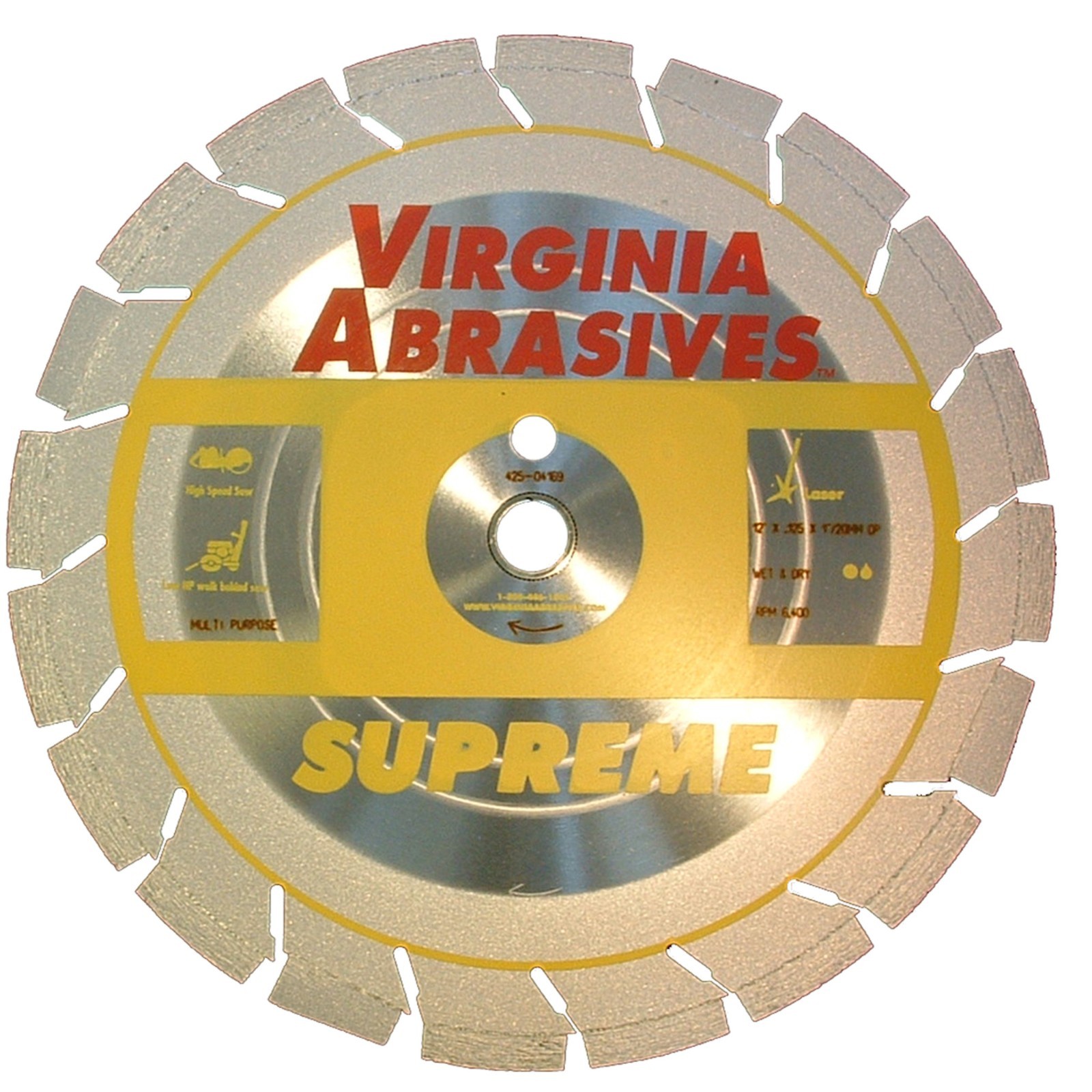 NEW VIRGINIA ABRASIVES Multi-Purpose Diamond Blade 18″ x .125″ x 1″/20mm