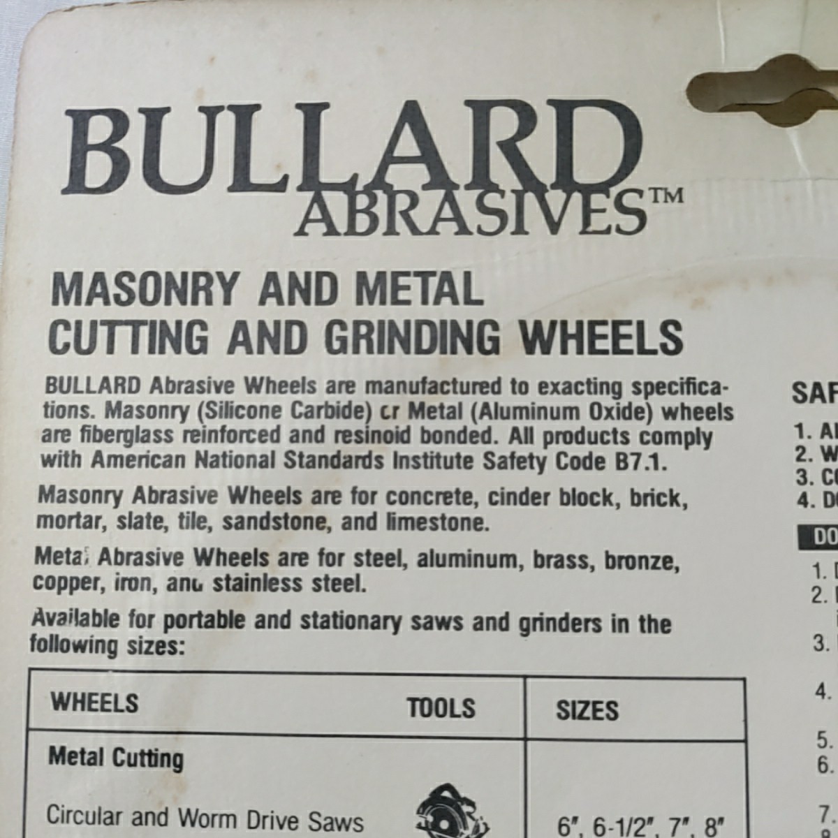 13 Bullard Abrasives Cutting Wheel 7″ Model 08703 Circular (New/Sealed) 1993