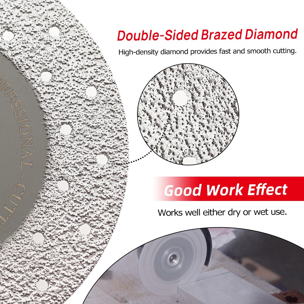 1pc Double Sided Vacuum Brazed Diamond Cutting & Grinding Disc 5/8-11 Marble