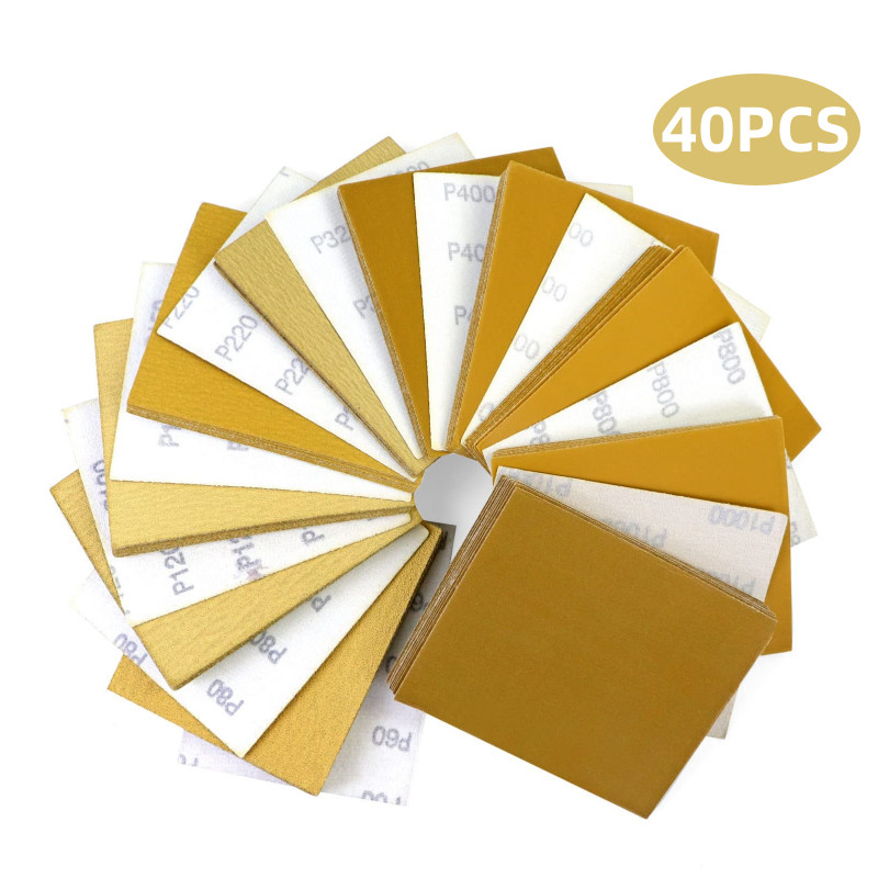 40PCS 1/4 Sheet Palm Sander Sandpaper Hook and Loop Sanding Sheets 80-1000 Grit