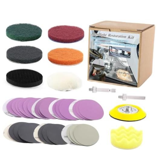 3 Inch Car Headlight Restoration Kit, 75MM Headlight Polishing Kit, 3inch-41pcs