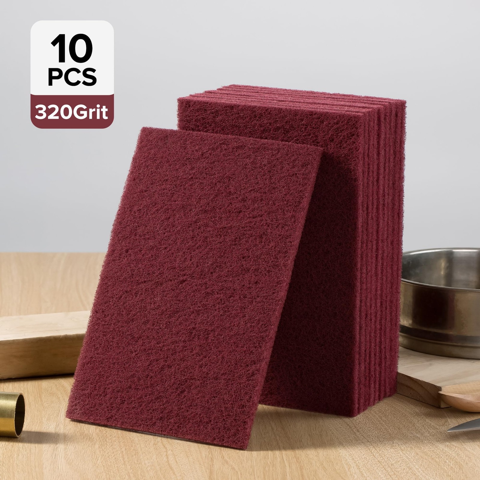10PCS 6×9 In Maroon Scuff Pads 320 Grit Red Scuff Pads Aluminum Oxide Grains