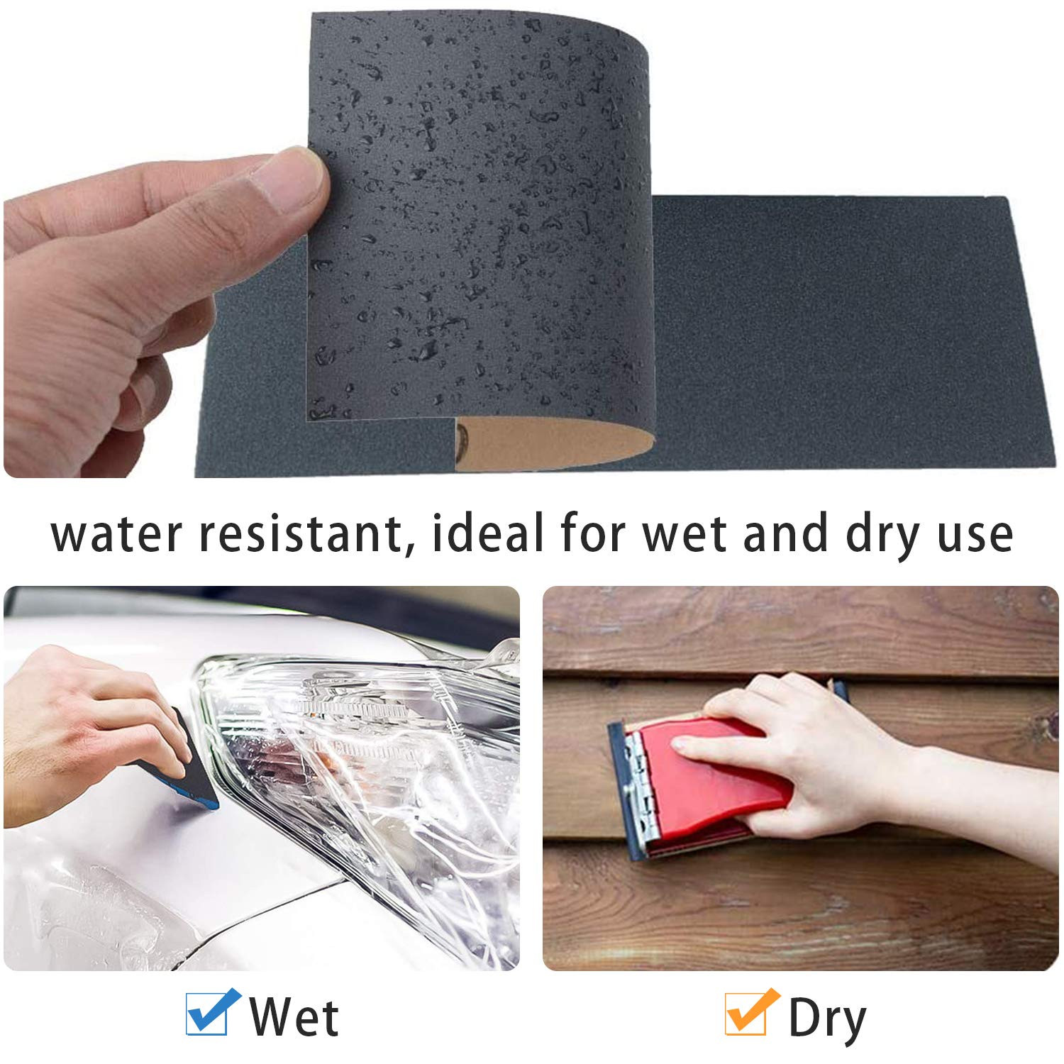 25pzs lijas agua o seco grano alto 1000 a 7000 para madera metal auto 9×3.6in