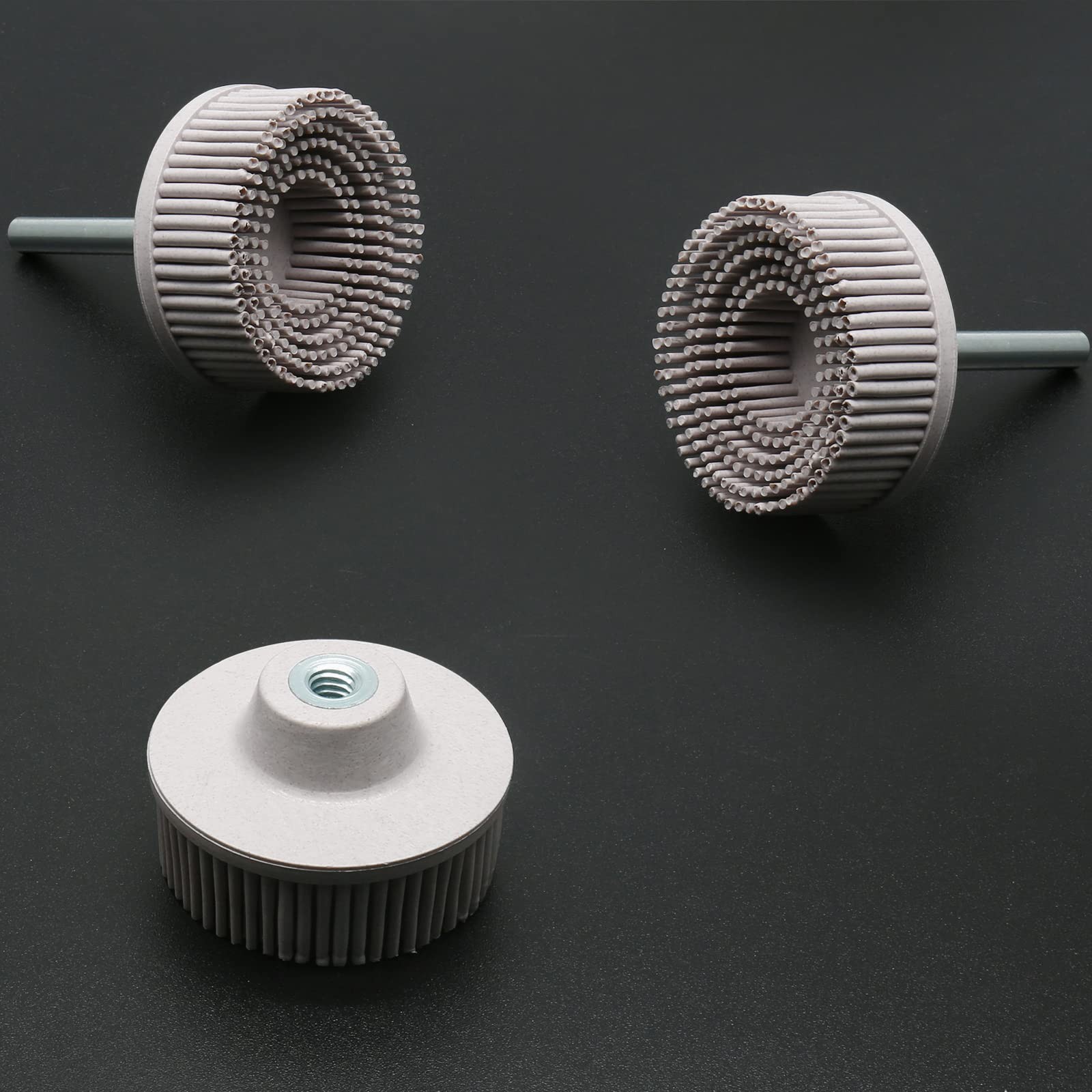 2 Pack 2 Inch White Bristle Disc with 1/4″ Shank 120 Grit Rubber Abrasive Brush