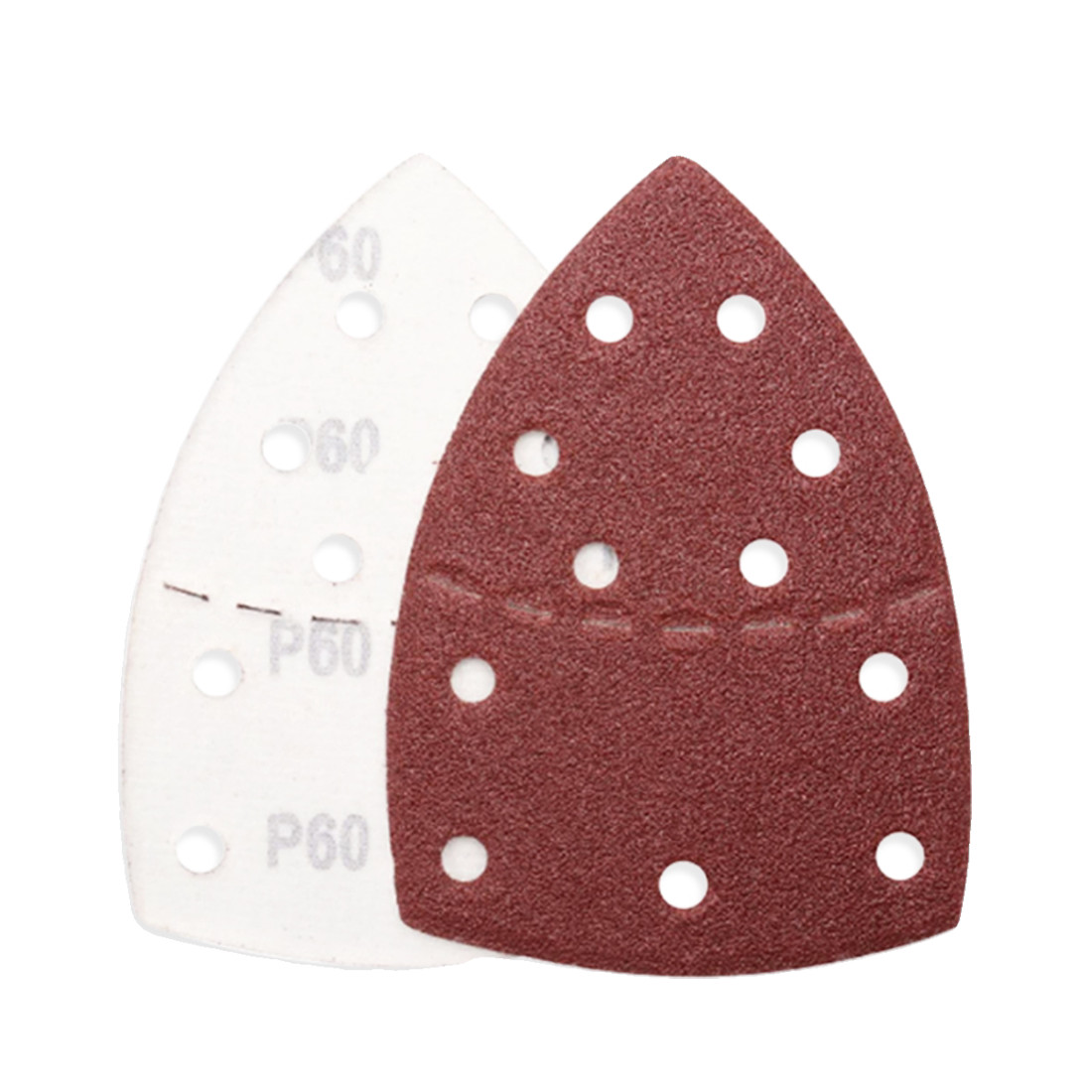 P40-P320 Sanding Sheets Hook&Loop Triangle Palm Sander Pads Sandpaper 11 Hole